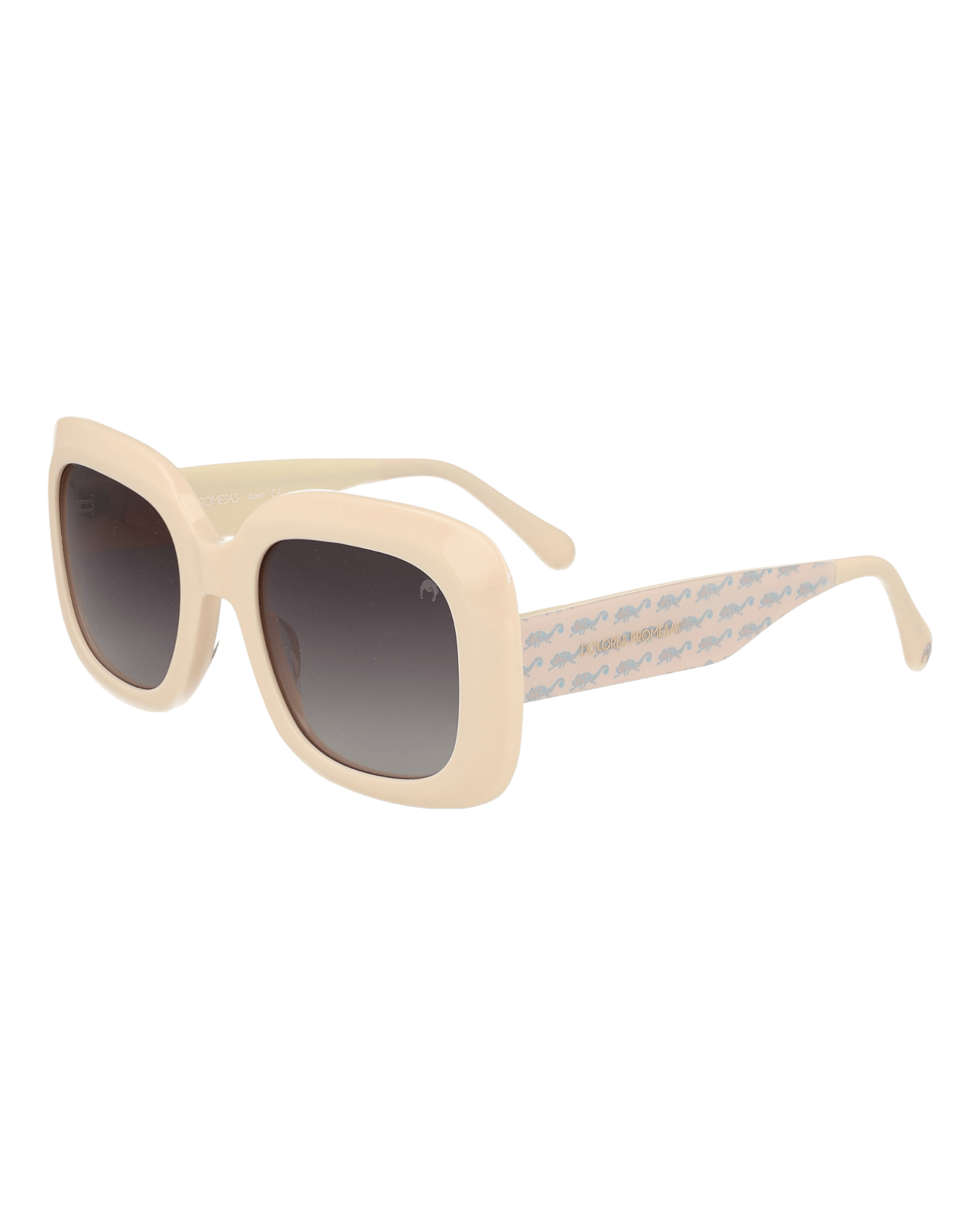 Dolores Promesas Women's White Square Cut Sunglasses With Chameleon Print In White