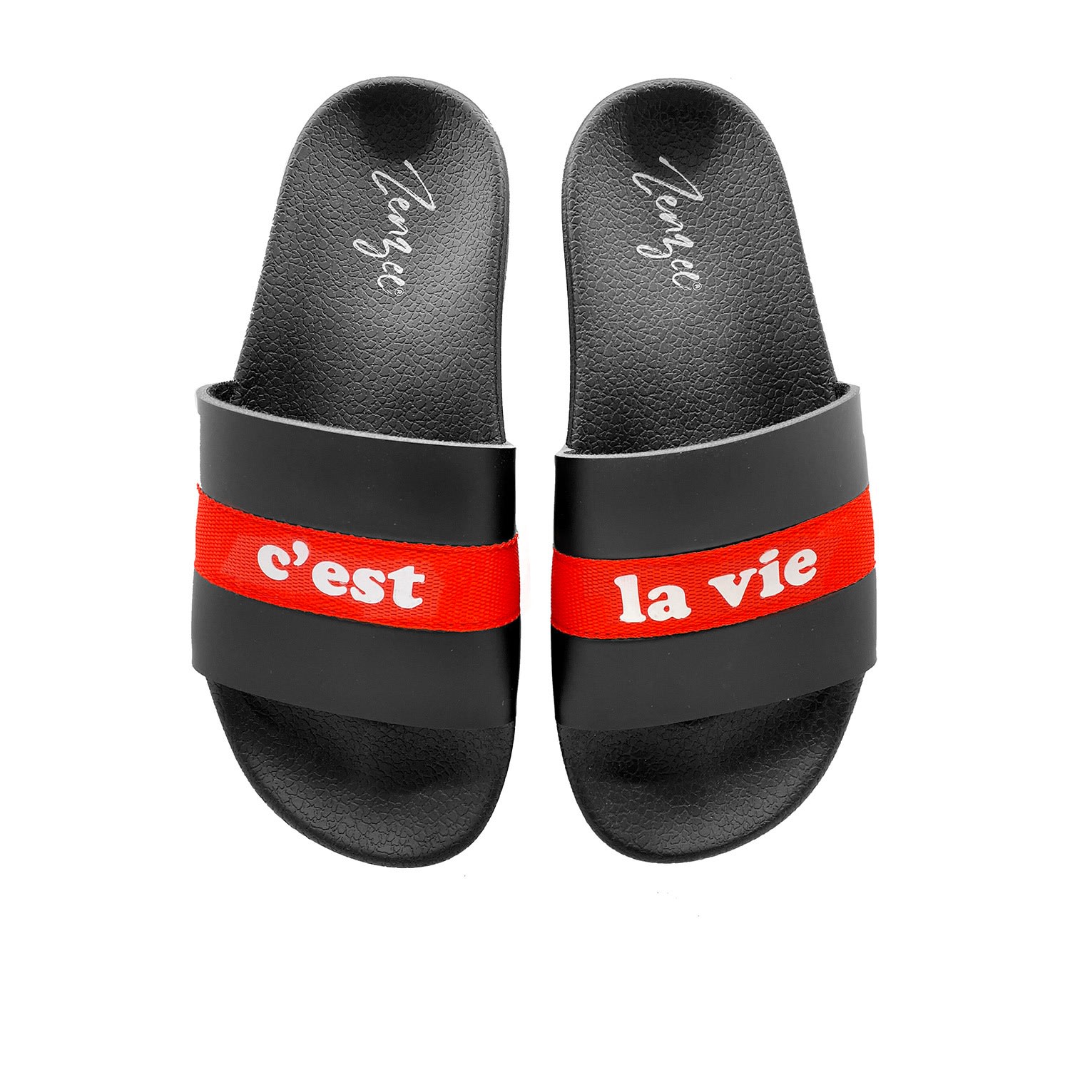 Women's Black / White / Red Cest La Vie Slide Sandals | 3 Uk | Zenzee