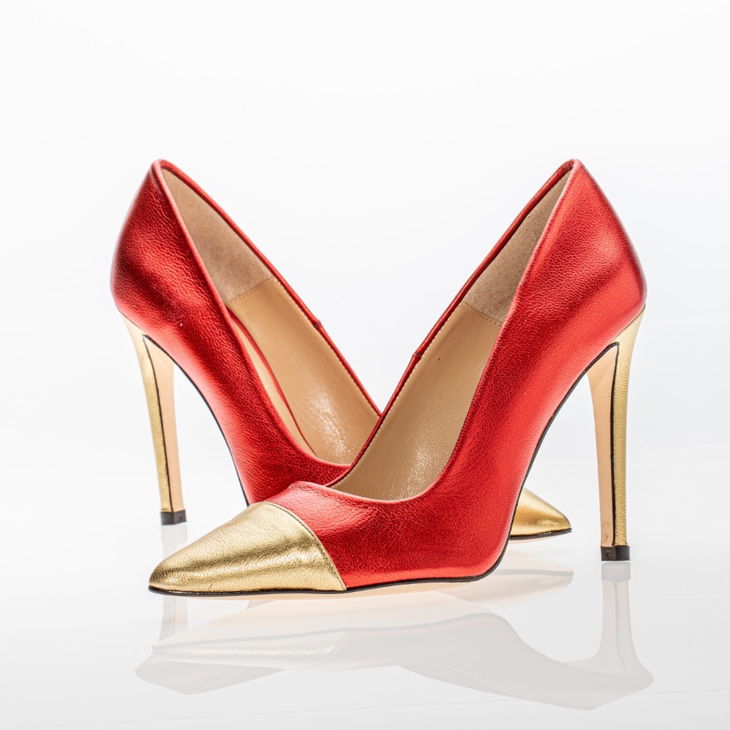 Women’s New York Pumps- Red & Gold 2 Uk Anabella by Rossy Sanchez