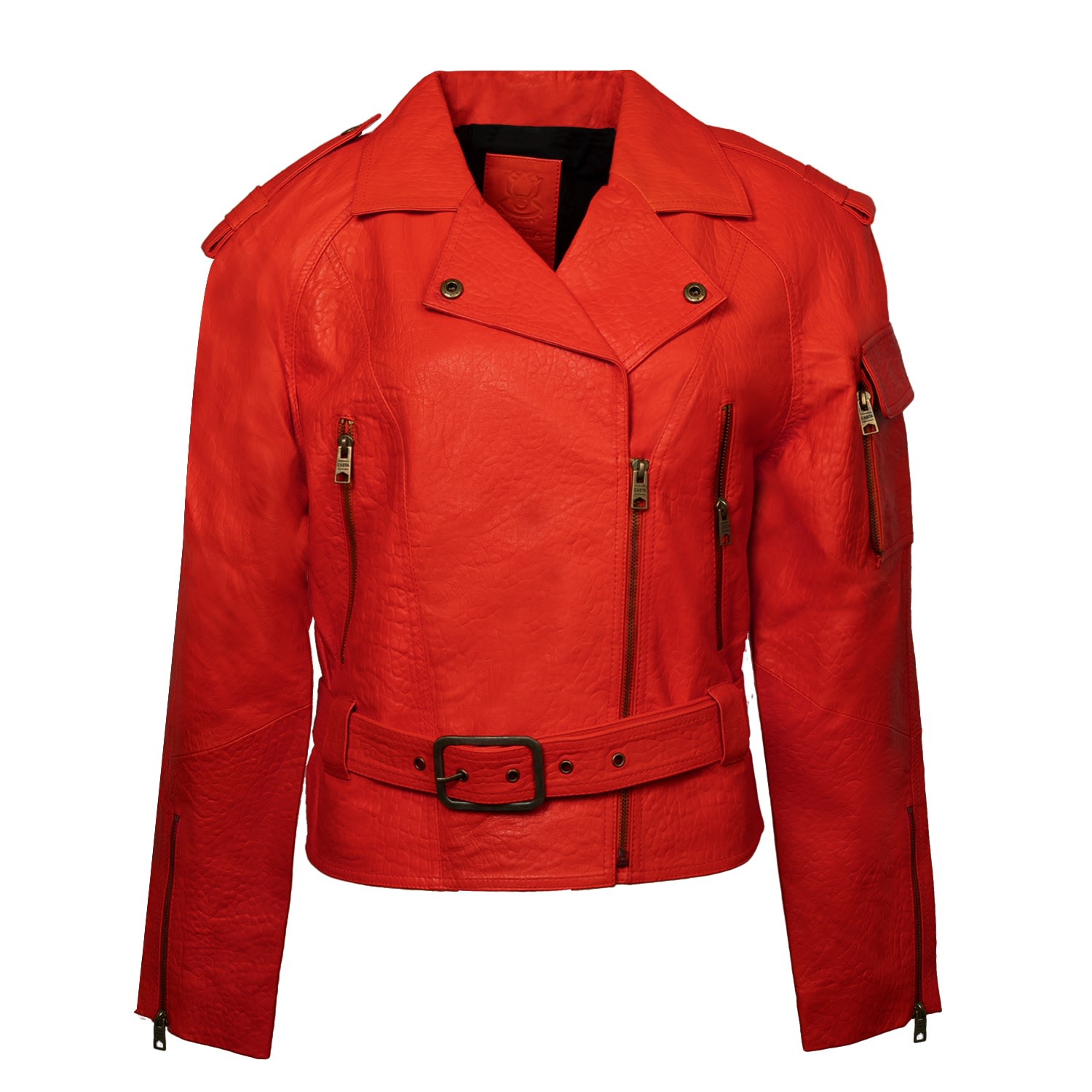 Women's Tequila Sunrise Orange Trench Leather Jacket | Large | Zastastudio