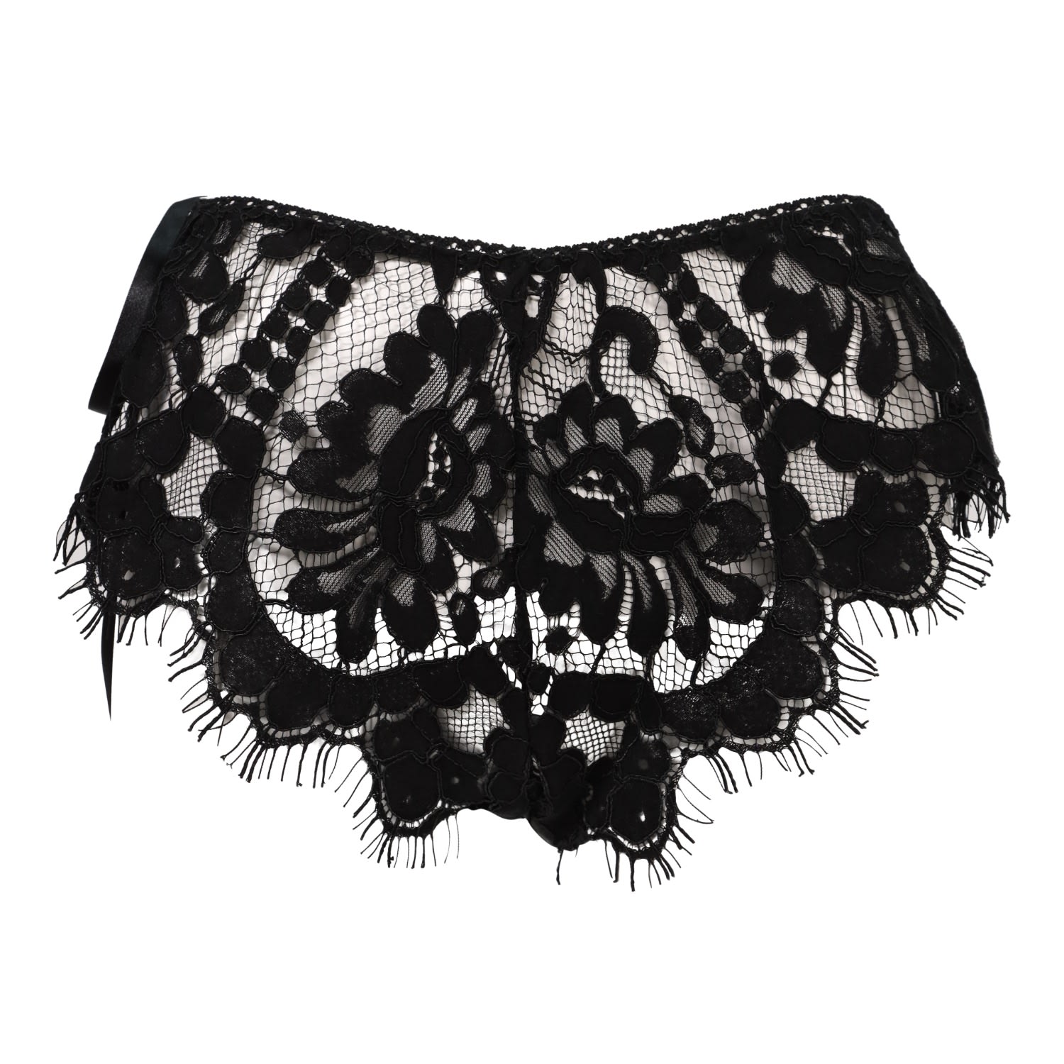 Belle-et-bonbon Women's Black Suki Super Soft Eyelash-lace French Knicker With Tie Side Xl To Xs In Black