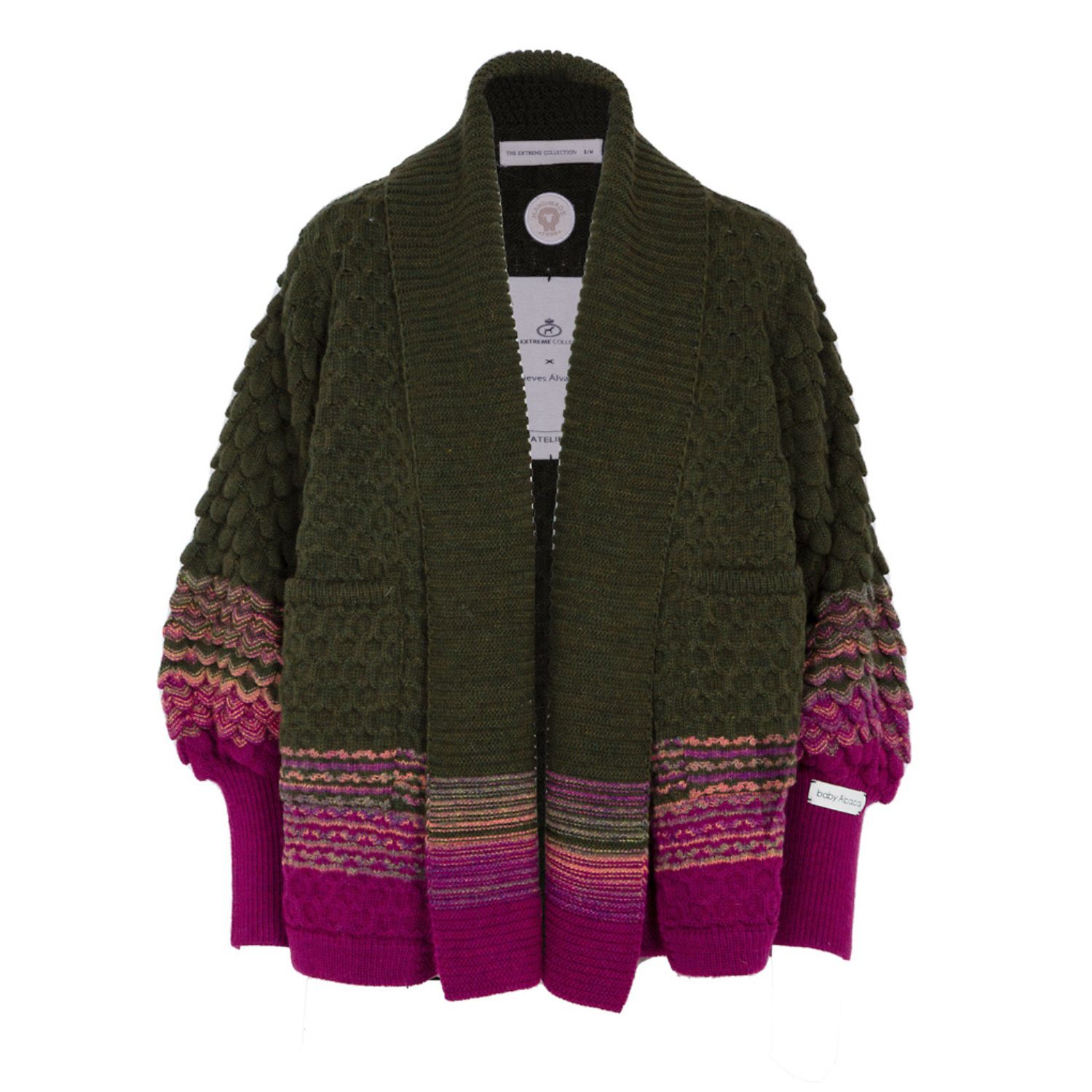 Women’s Alpaca And Merino Wool Oversized Chunky Knit Short Cardigan Simonetta In Green L/Xl The Extreme Collection