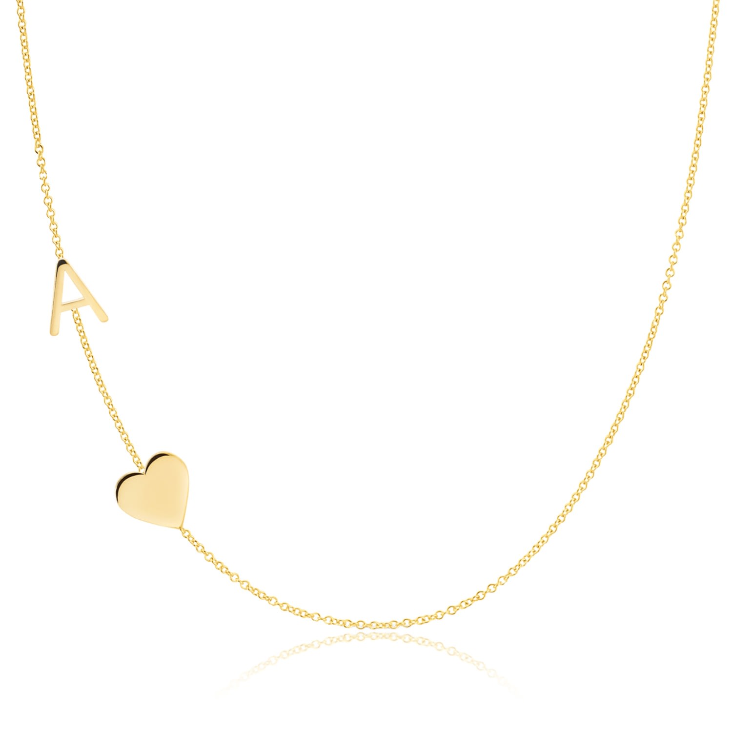 Maya Brenner Women's Monogram Necklace With Heart Yellow Gold - 16"