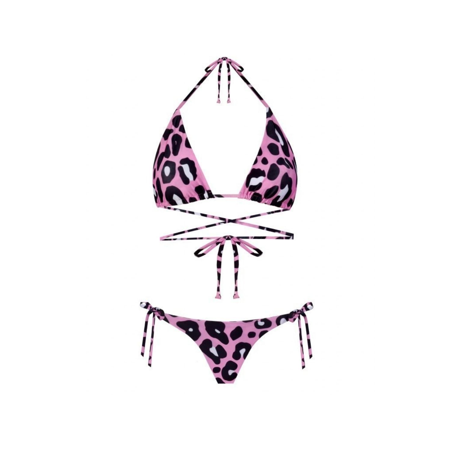 Nur Karaata Women's Pink / Purple Triangle Pink Leo Bikini Set In Pink/purple