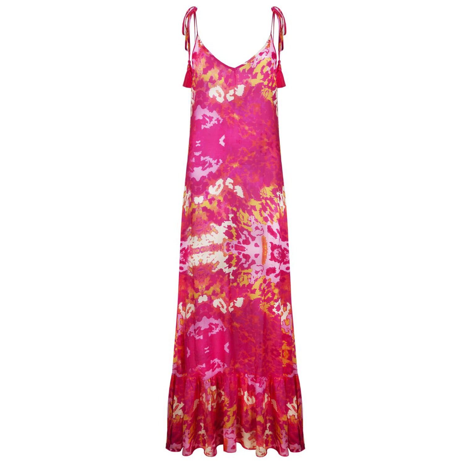 Women’s Pink / Purple / Yellow Exotic Pink Maxi Sun Dress M/L Sophia Alexia