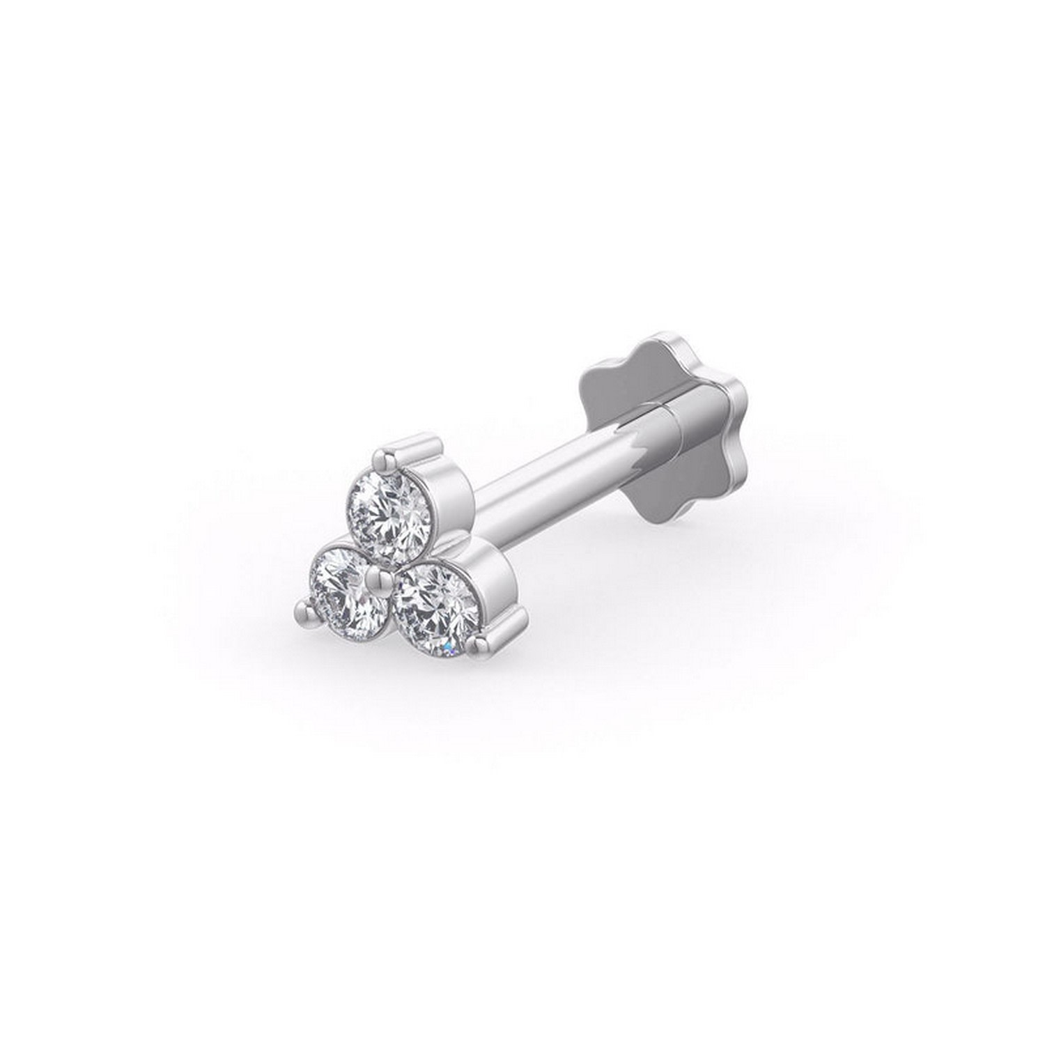 Cervin Blanc Women's White Gold Diamond Nose Stud Trilogy With Screwback In White