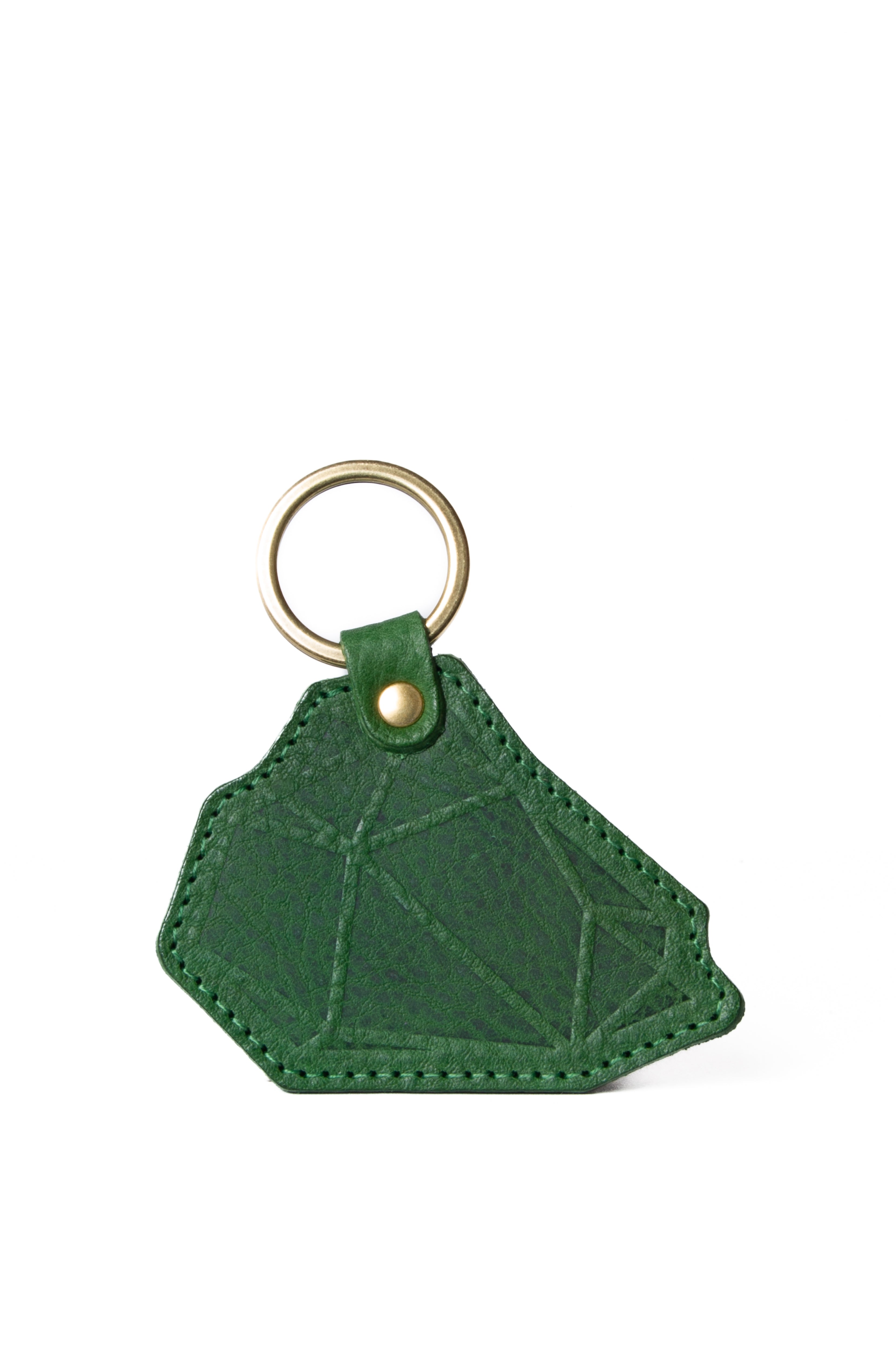Navvy Lune - Nettle Green Leather Bag Charm Key Ring In Green