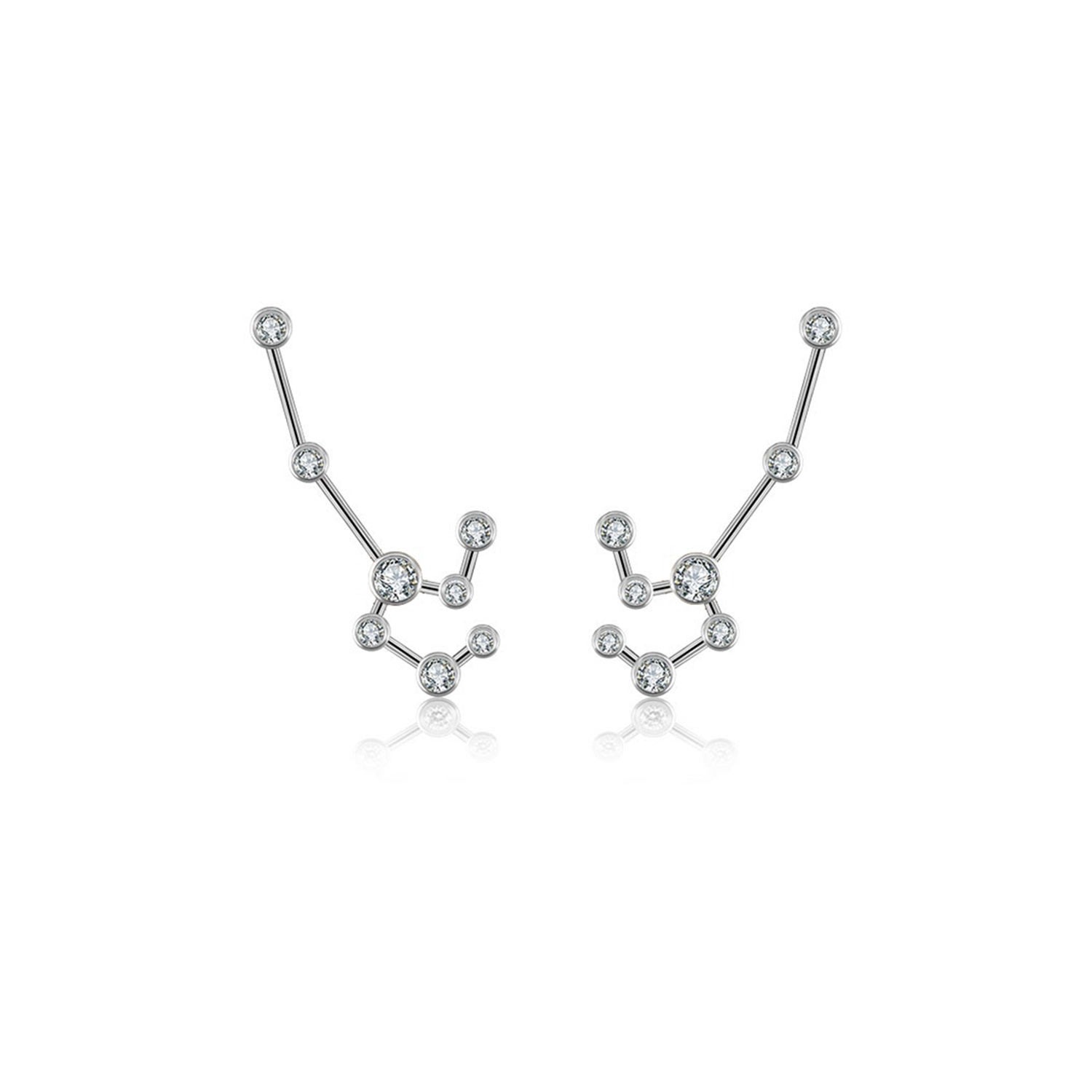 Genevieve Collection Women's Leo Zodiac Constellation Earring 18k White Gold & Diamond In White