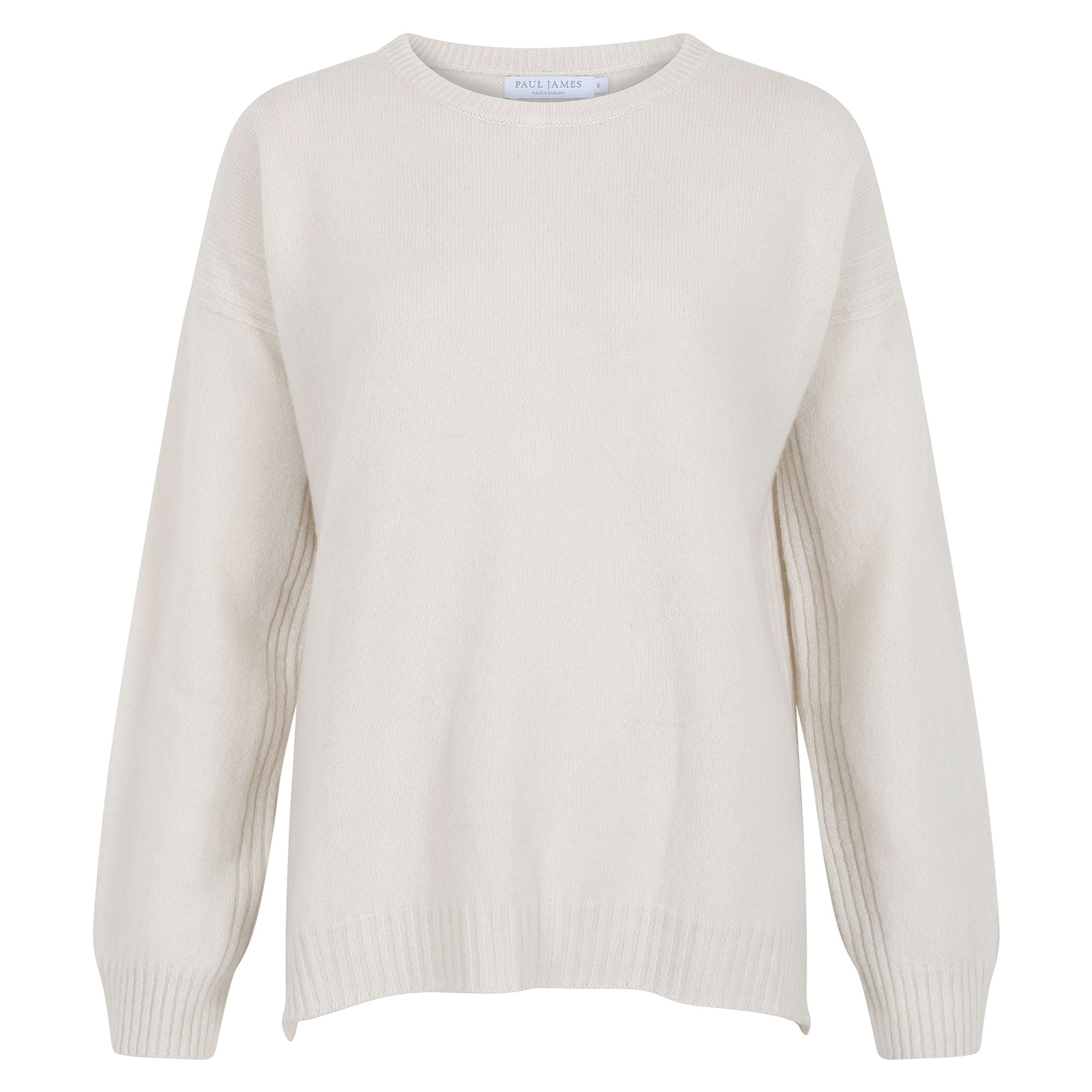 Paul James Knitwear Neutrals Womens Lambswool Zoe Drop Shoulder Jumper - Off White In White