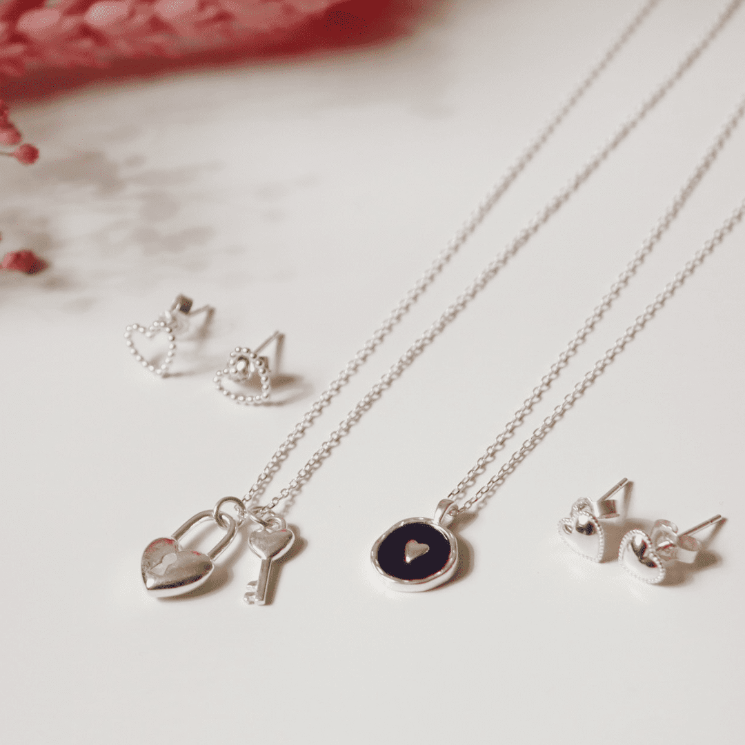 Women's The Heart Series Silver Heart Lock & Key Necklace | FV Jewellery