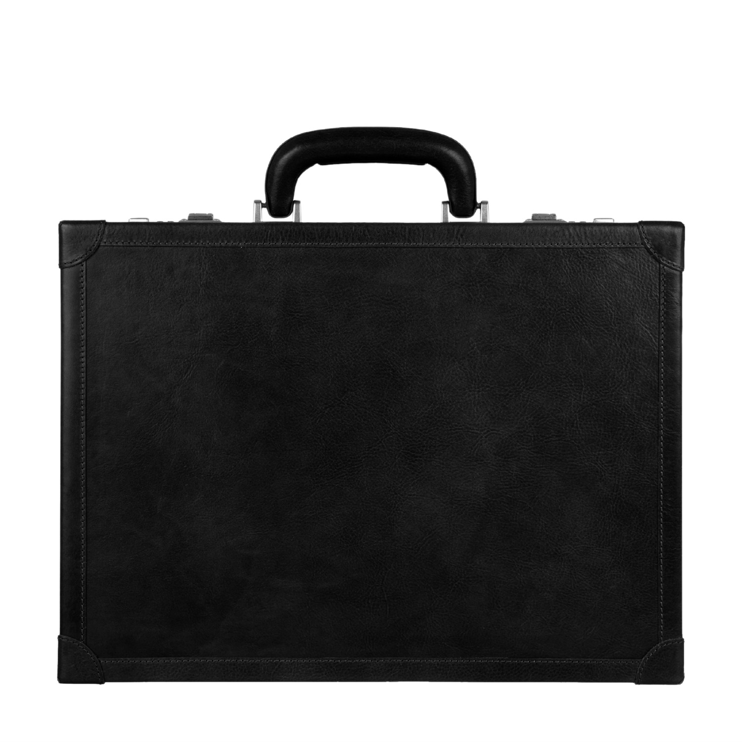 Time Resistance Men's Black Leather Attaché Case Briefcase - A Legacy In Black
