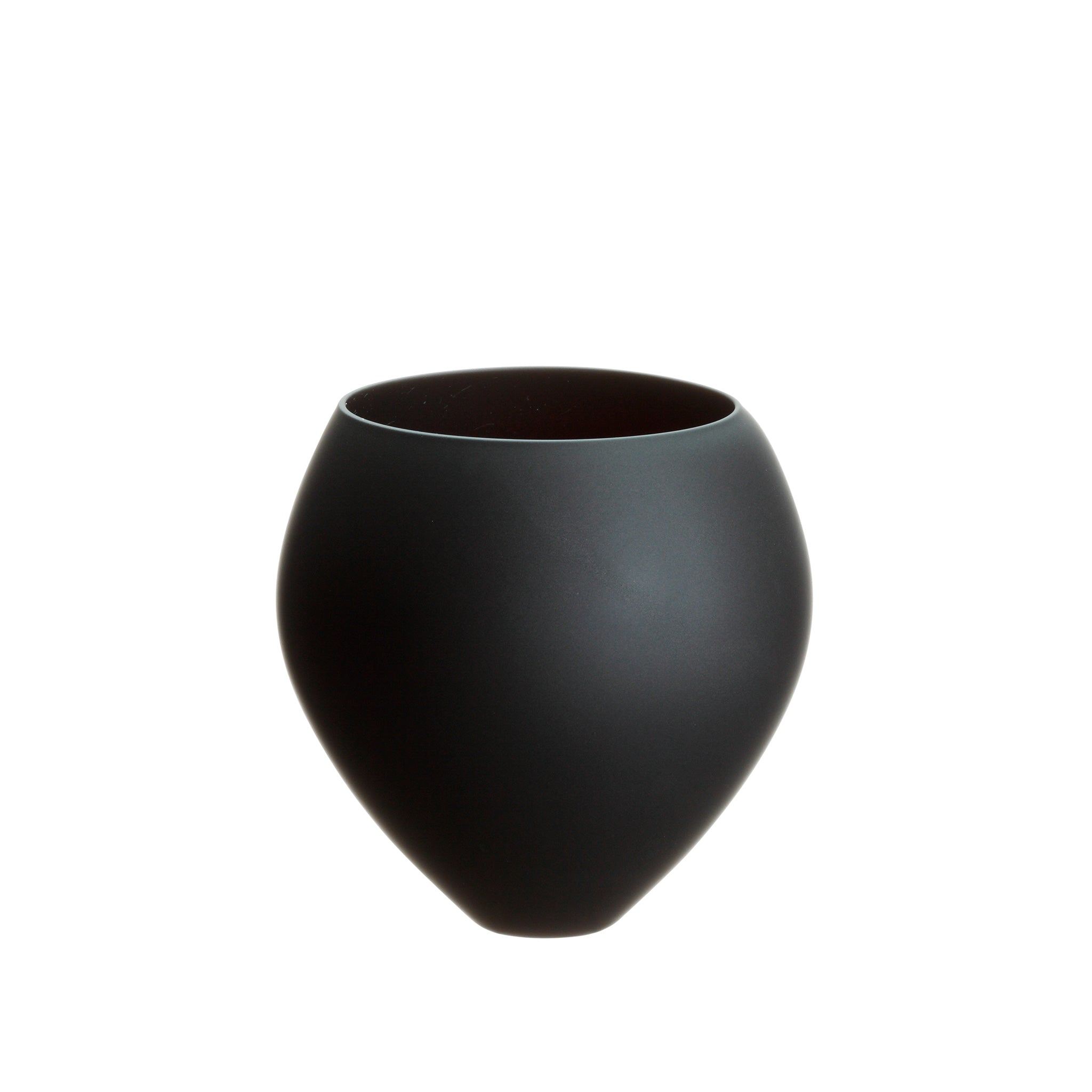 Sghr Sugahara Relax Handcrafted Matte Black Glass Round Small In Black