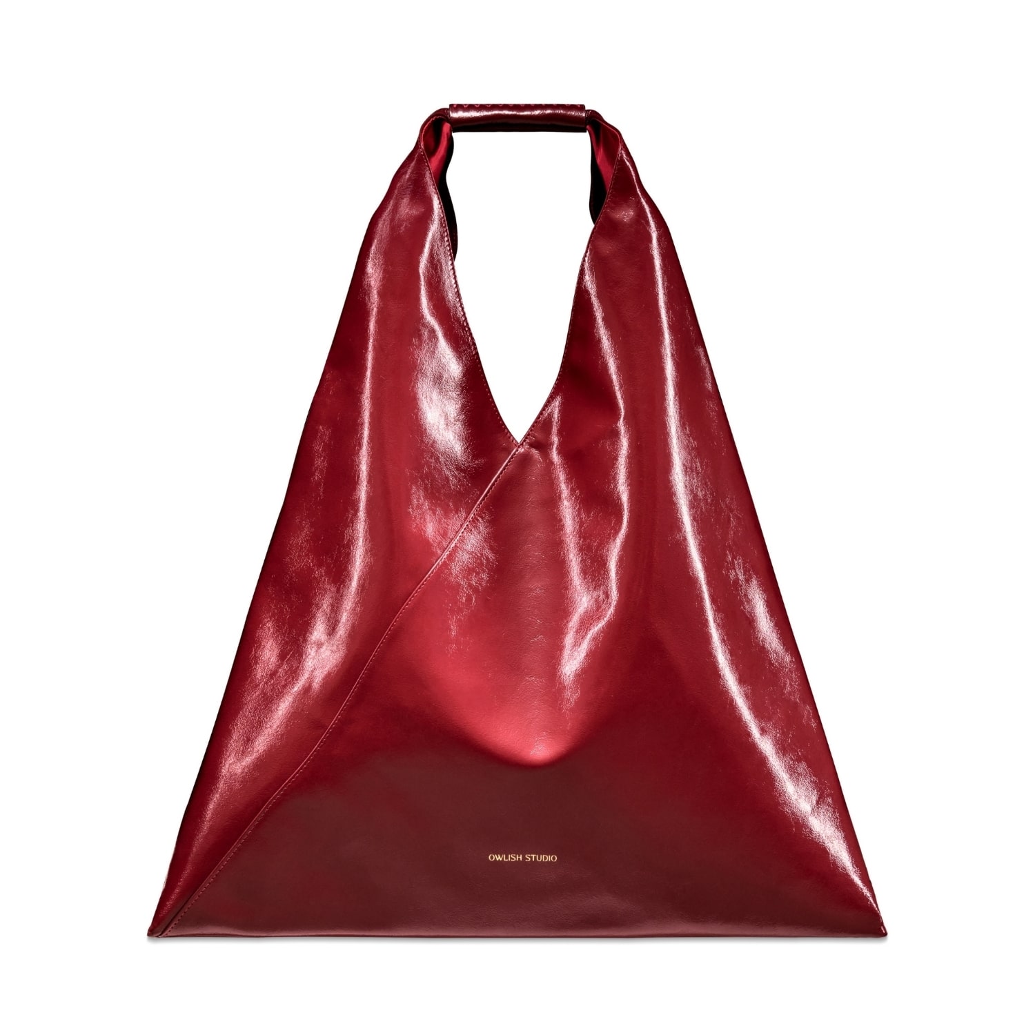Owlish Studio Women's Red Savanna Vegan Leather Hobo Bag - Bordeaux Patent In Red