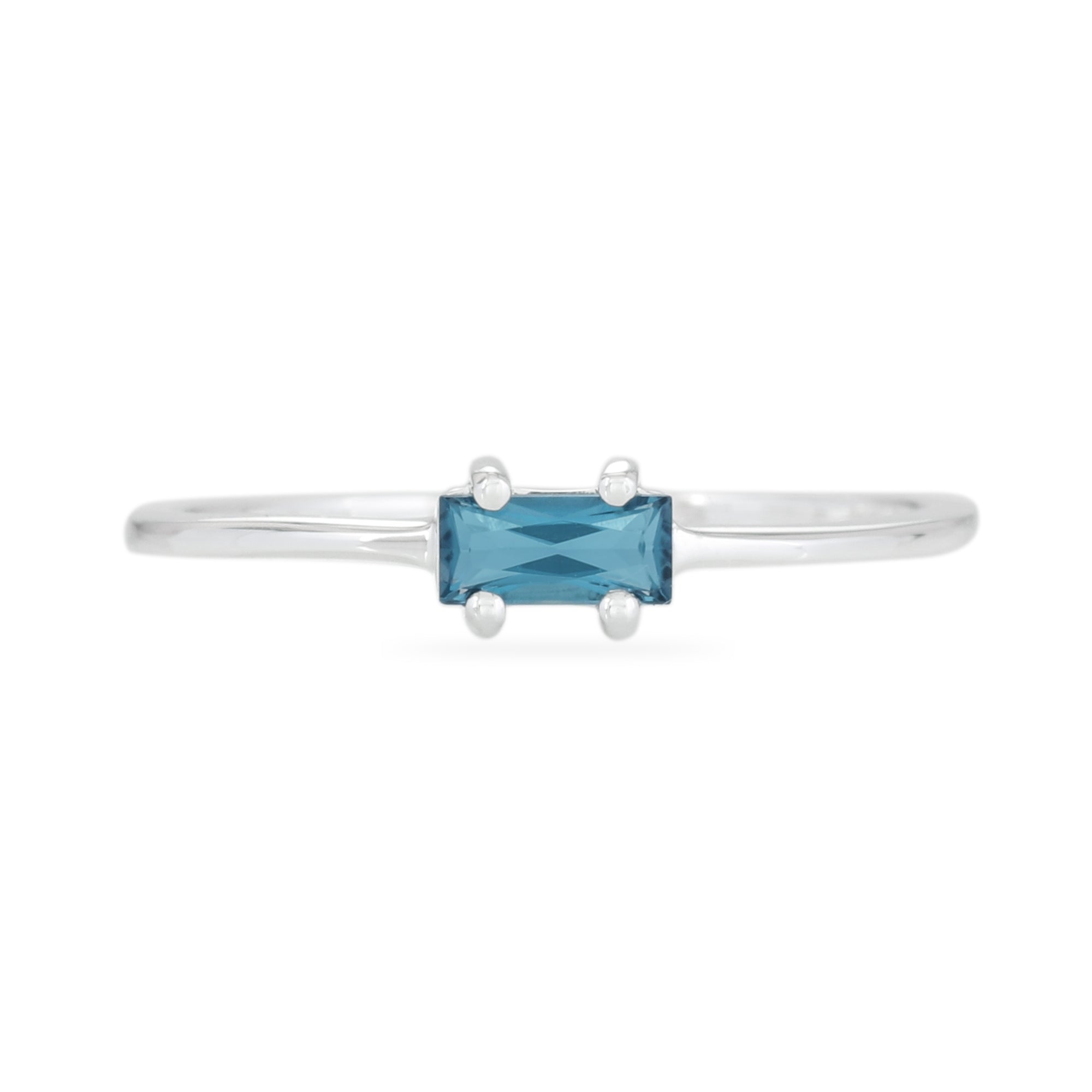 Women’s London Blue Topaz Baguette Ring - Silver | Karrah Jewellery