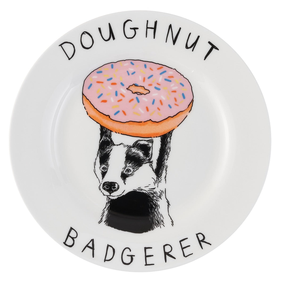 Jimbobart Doughnut Badgerer Side Plate In White