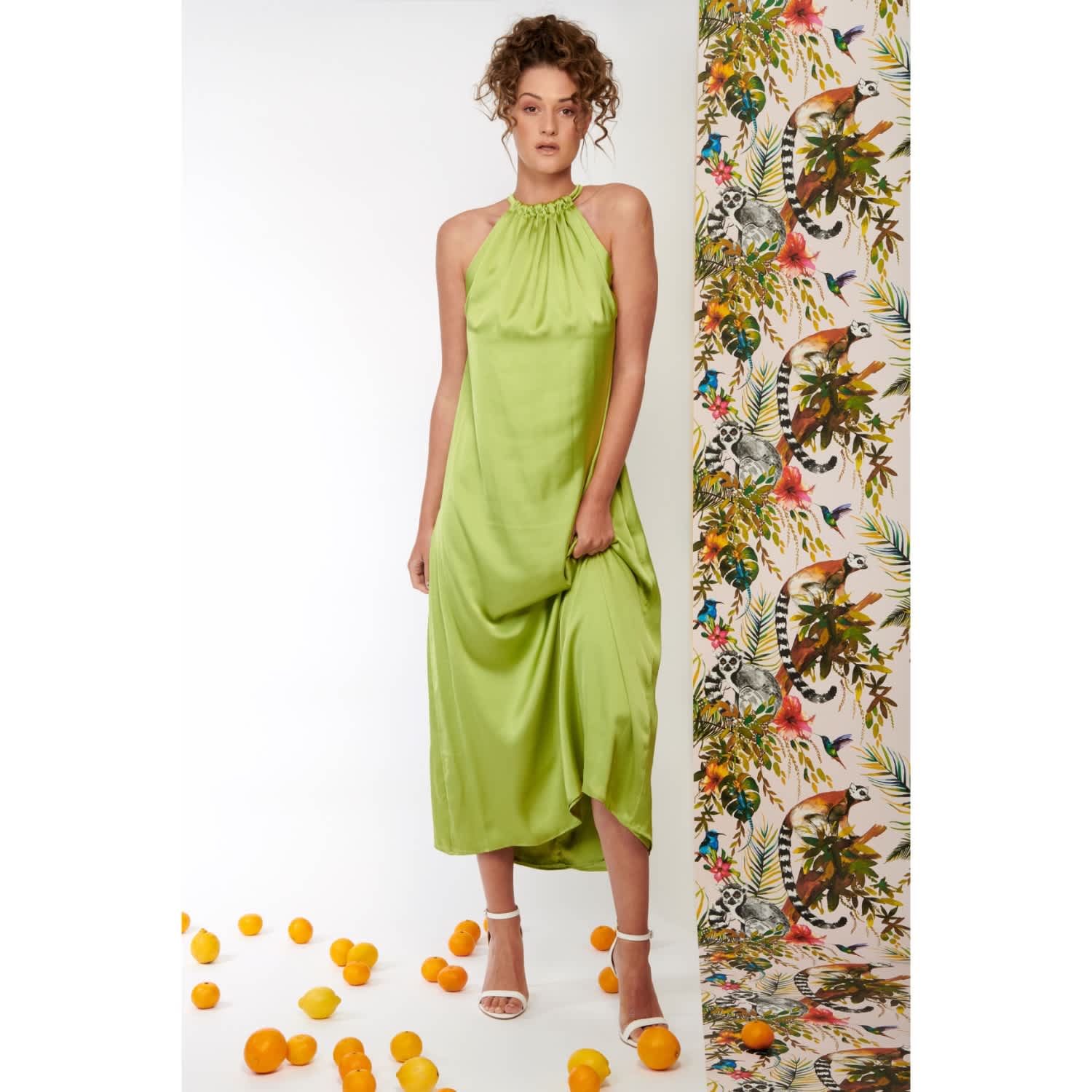chartreuse satin dress