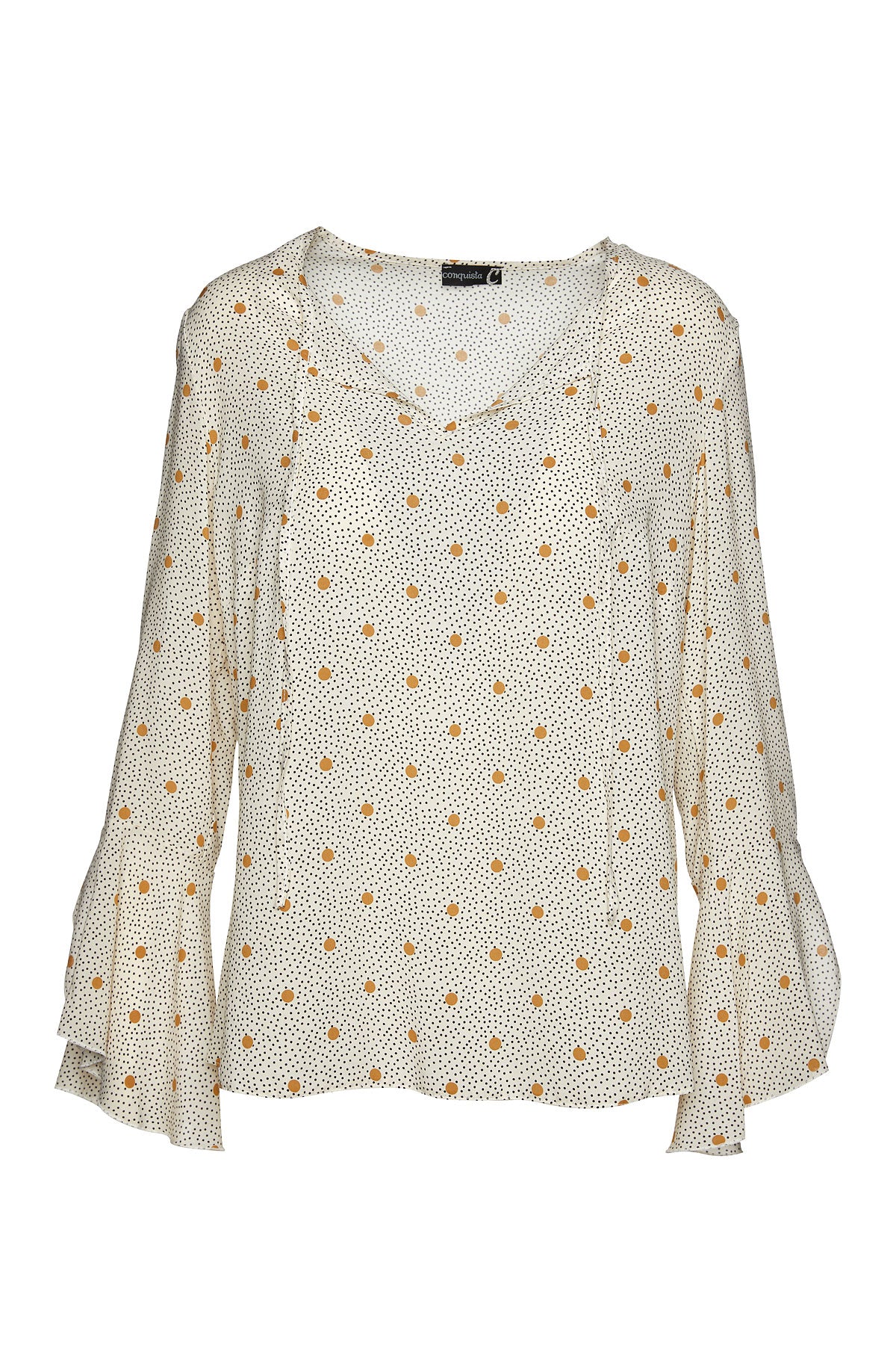 Conquista Women's Neutrals Loose Fitting Print Top With Ties In Black