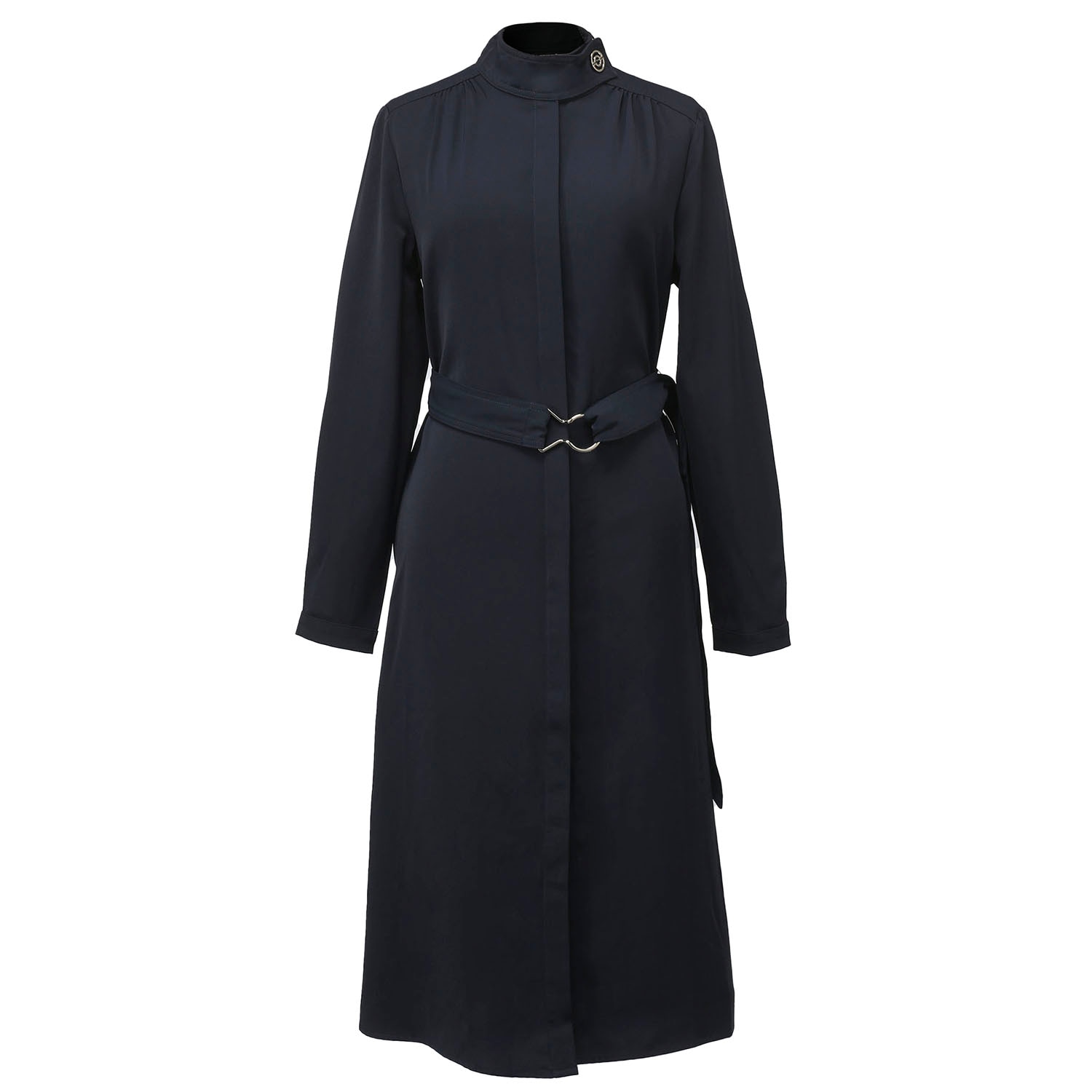 Smart And Joy Women's Blue High Neck And Long Sleeves Shirt-dress - Navy In Blue