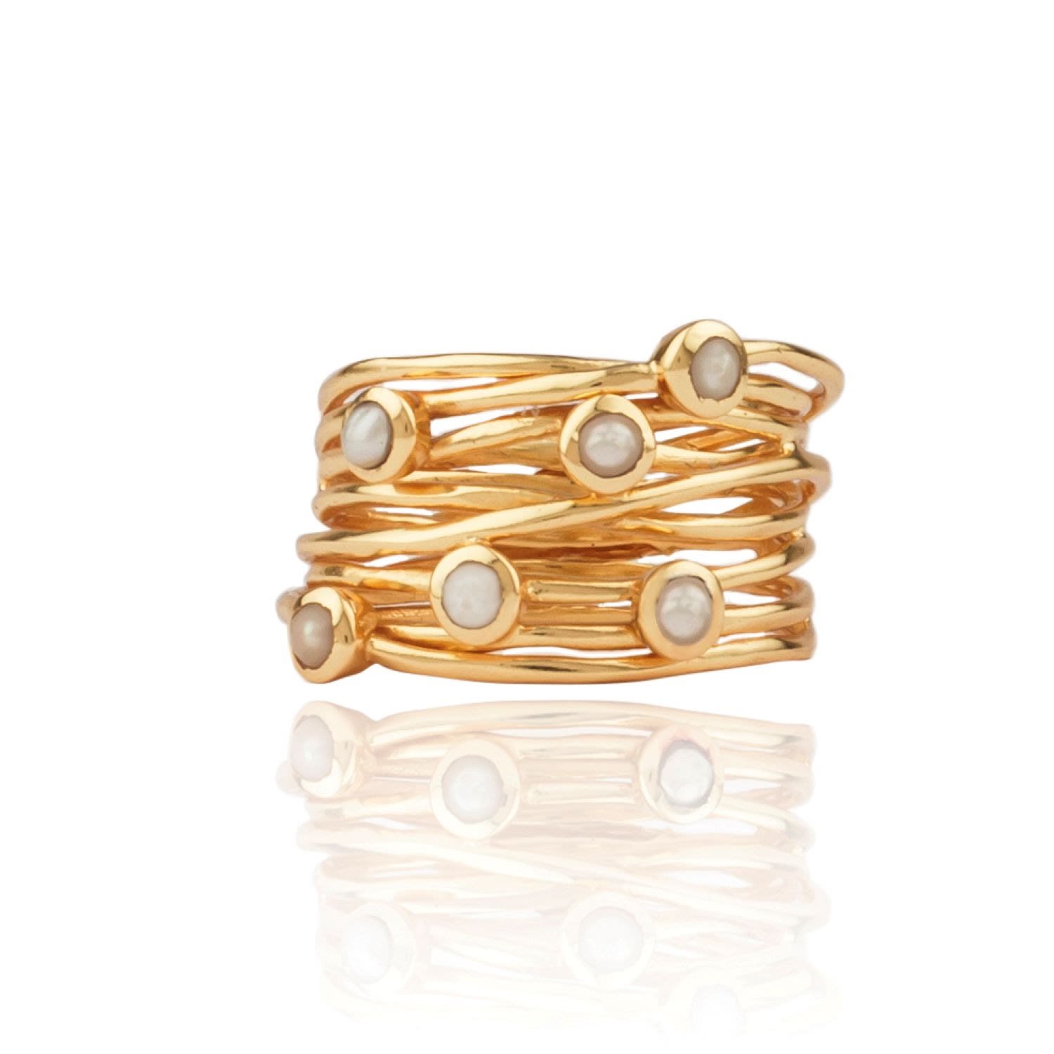 Women’s Gold Dorene Ring With Pearls House of Elliott