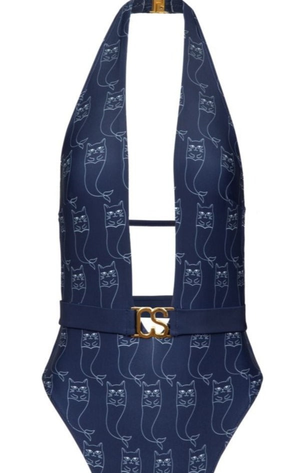 Women’s Blue The One-Piece Nipsea Print Swimsuit In Midnight Extra Small Catnip and Seaweed