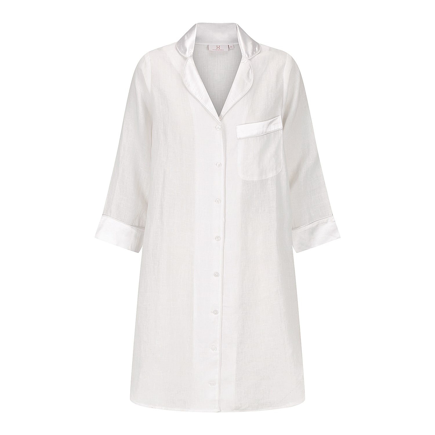 Hank & Hera Women's Melanie Shirt Nightdress - Linen - White