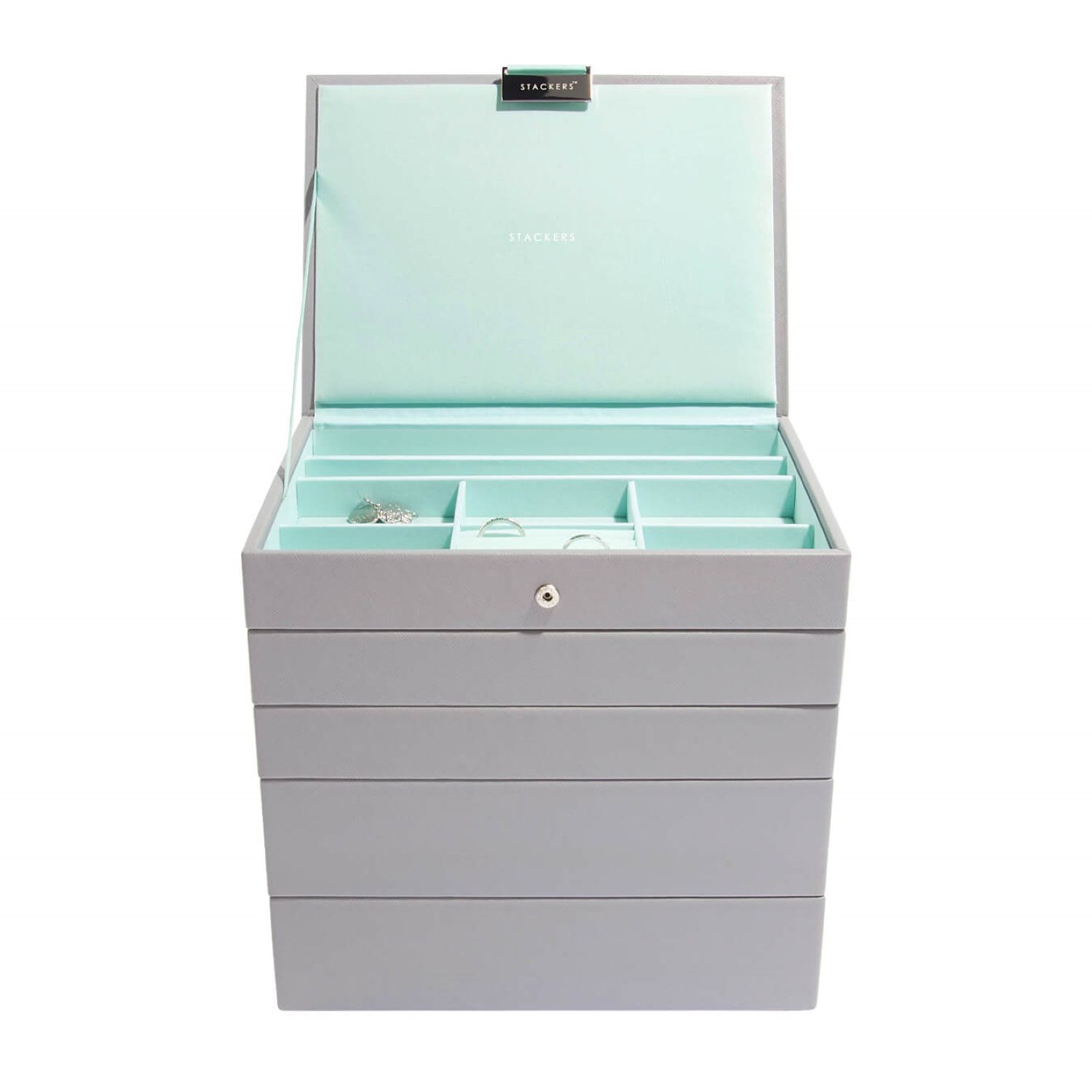 Stackers Women's  Dove Grey Mint Jewelry Box Classic Set Of Five In Gray