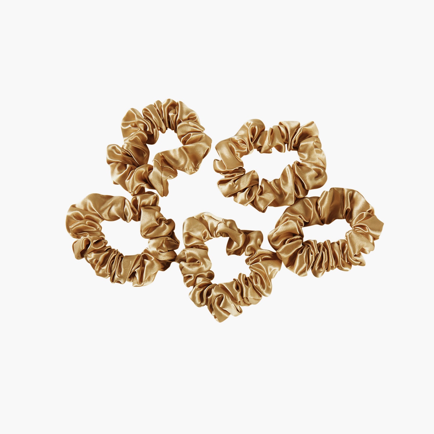 Women's Pure Mulberry Silk Regular Scrunchie Set Of Five In Gold | One Size | Soft Strokes Silk