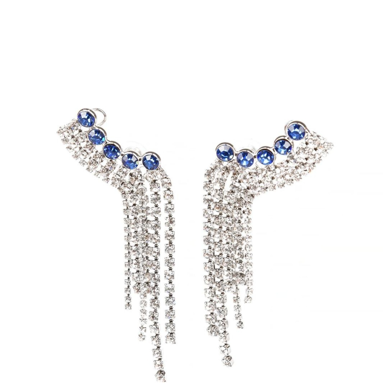 Addicted2 Women's Blue / Silver Ilizia Earrings With Blue Crystals & Rhinestone Cascades In Multi