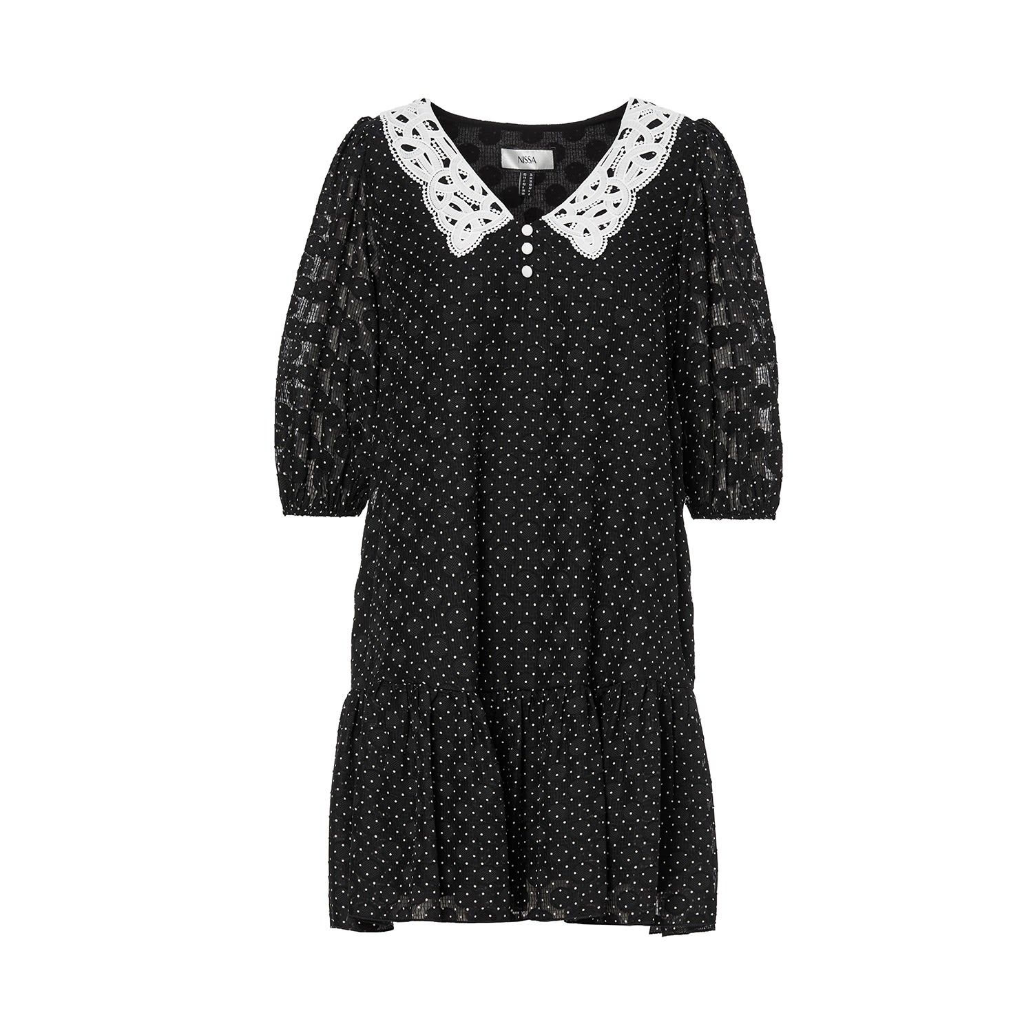 Women’s Black Polka-Dots Midi Dress Extra Large Nissa