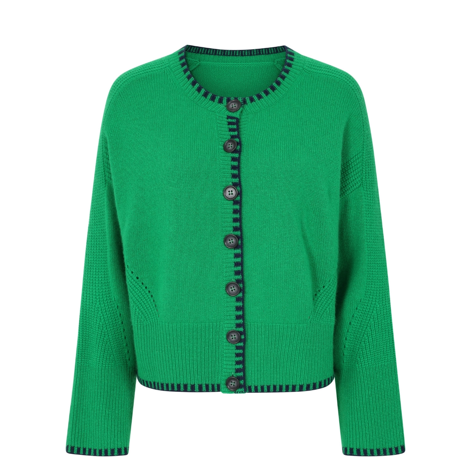Loop Cashmere Women's Cashmere Blanket Stitch Cardigan In Billiard Green