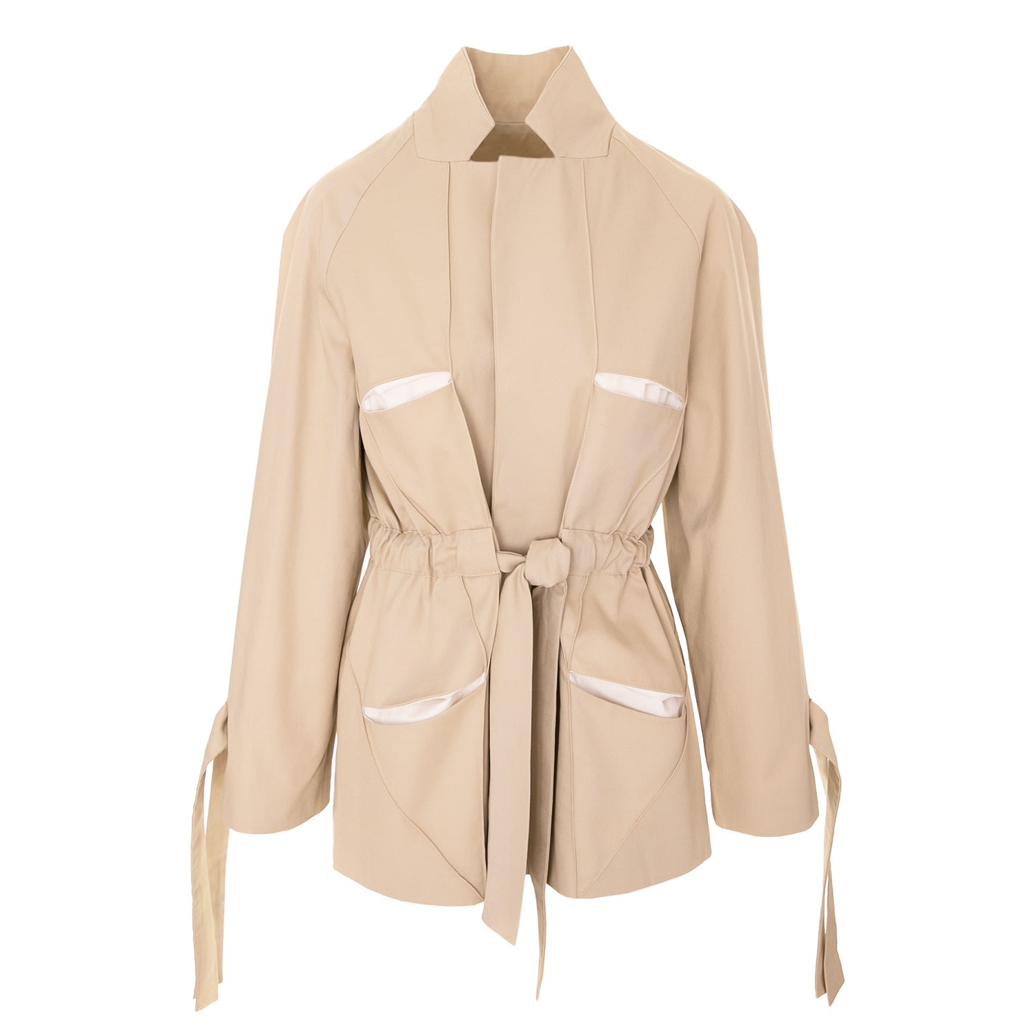 Women’s Cotton Twill Jacket With Cord And Pocket Details - Neutrals S/M Ipanomi