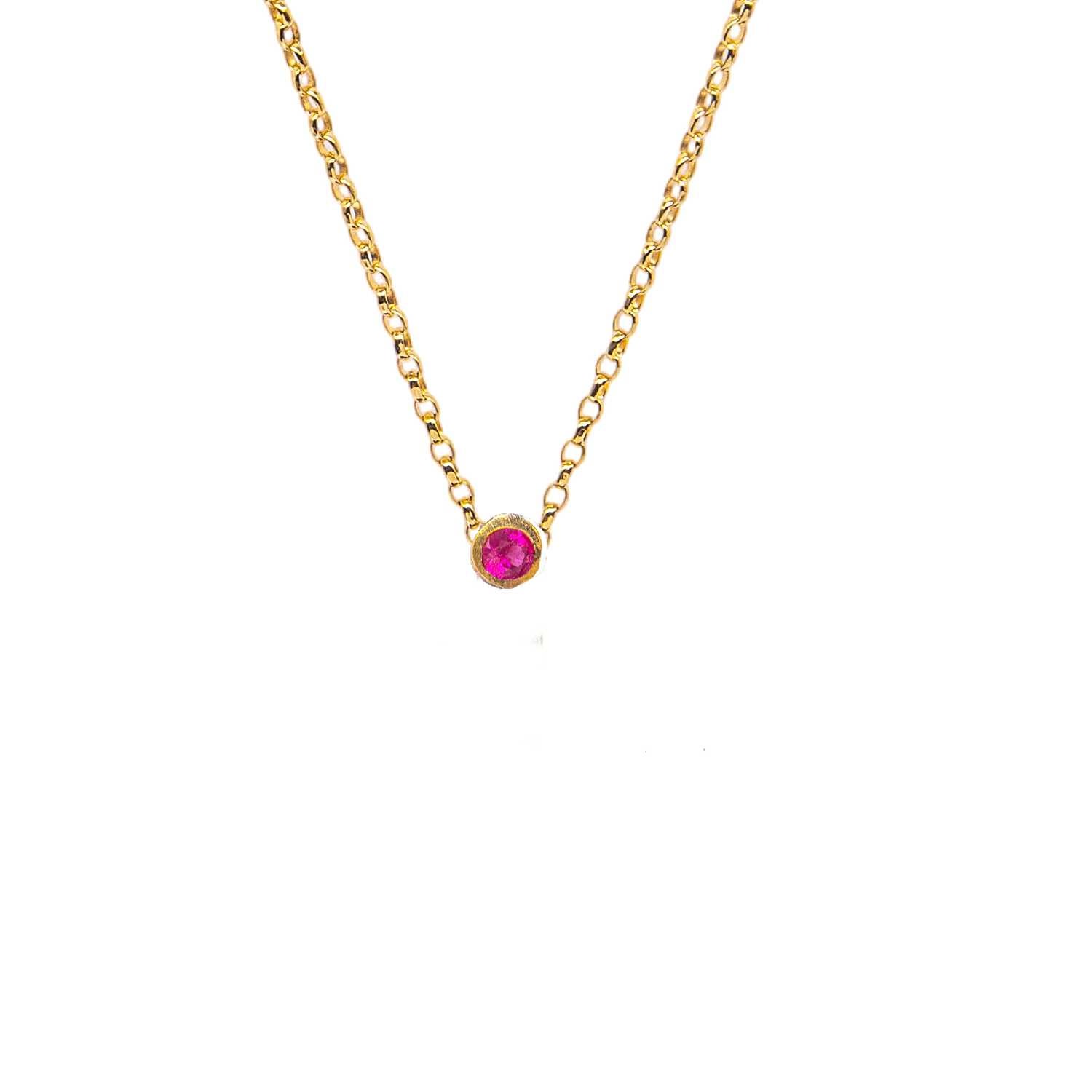 Women’s Gold Disco Dot Ruby Solitaire Necklace Lily Flo Jewellery