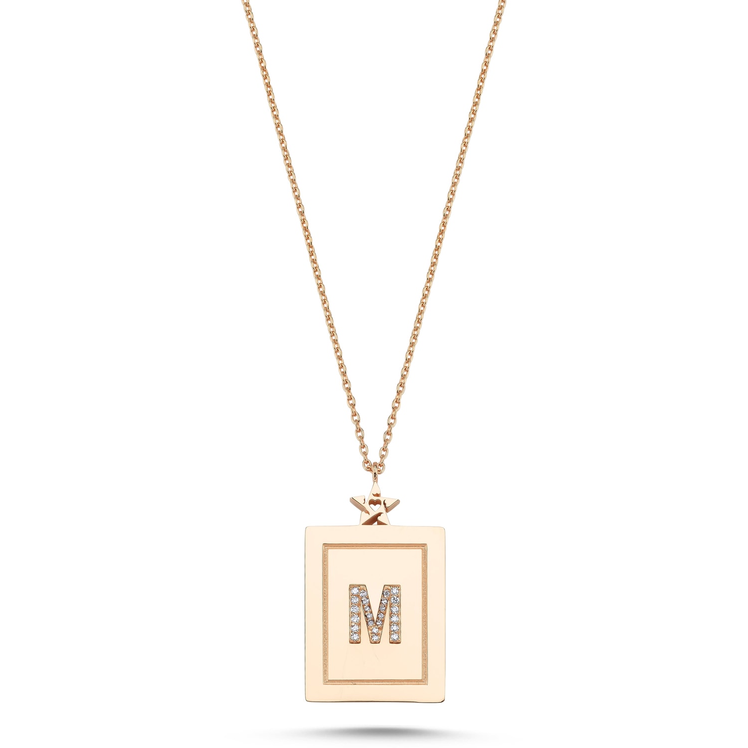 Women’s Rose Gold / White / Yellow Initial Full Diamond Name Tag Necklace Ecce