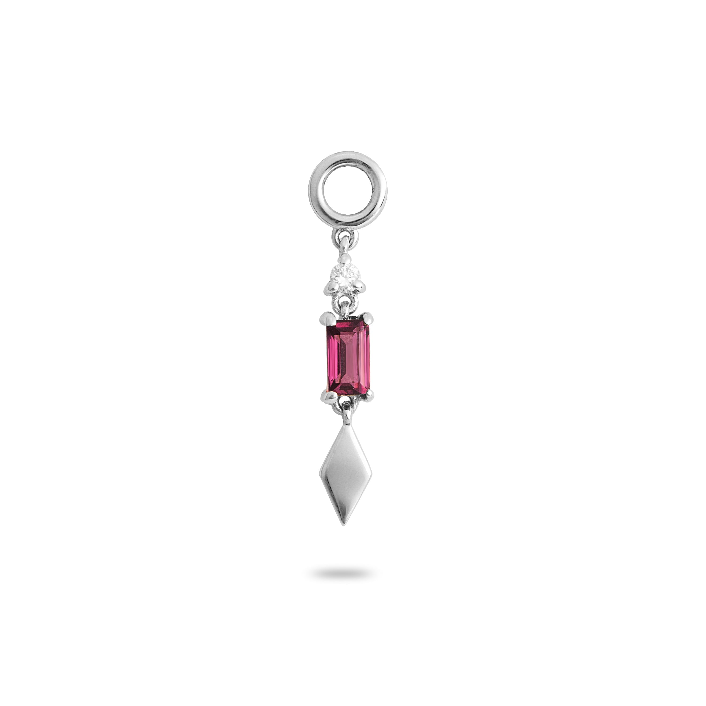 Zohreh V. Jewellery Women's Pink / Purple / Red Rhodolite Garnet & White Sapphire Earring Charm Sterling Silver