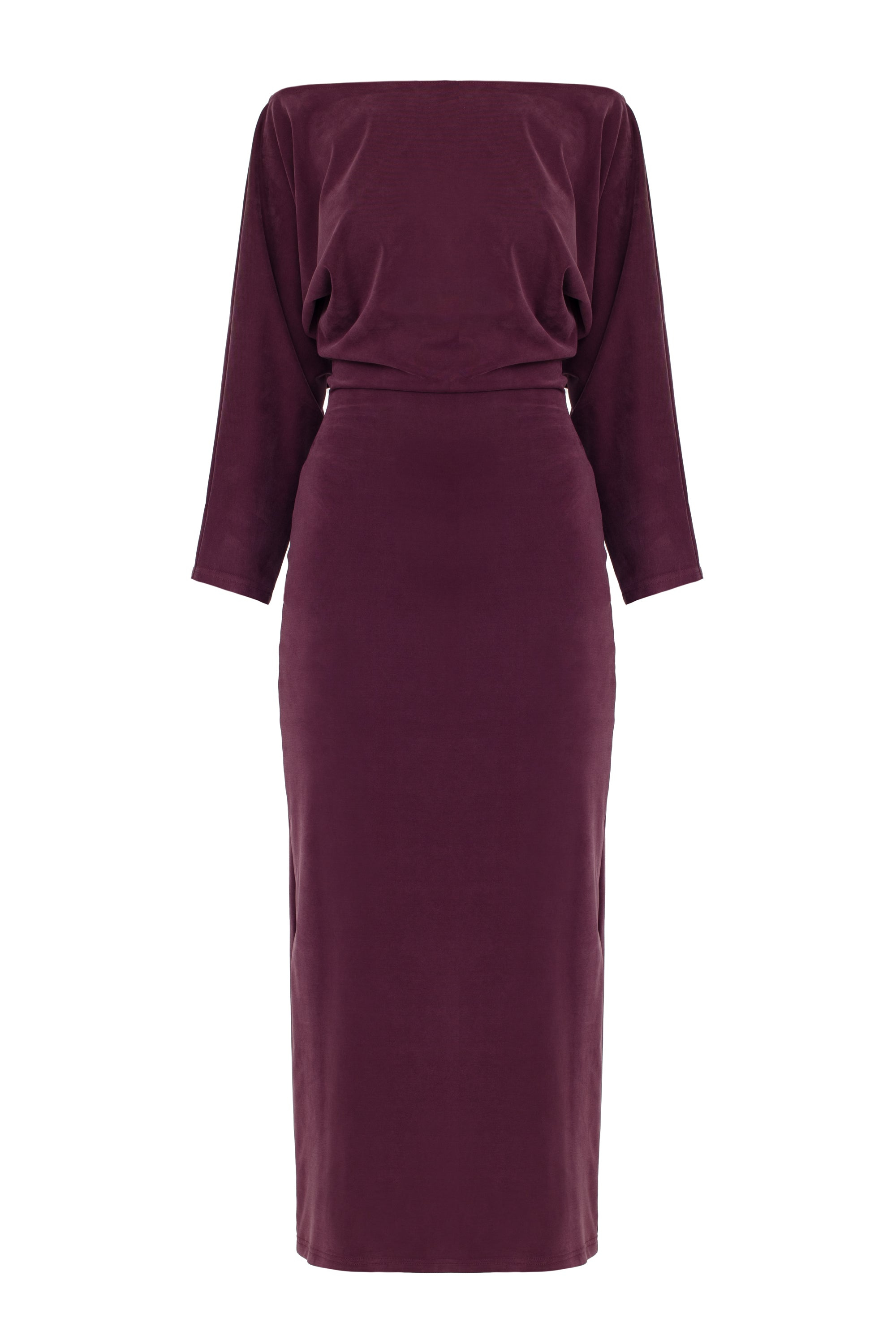 Undress Thea Grape Purple Off-shoulder Midi Dress With Long Sleeves