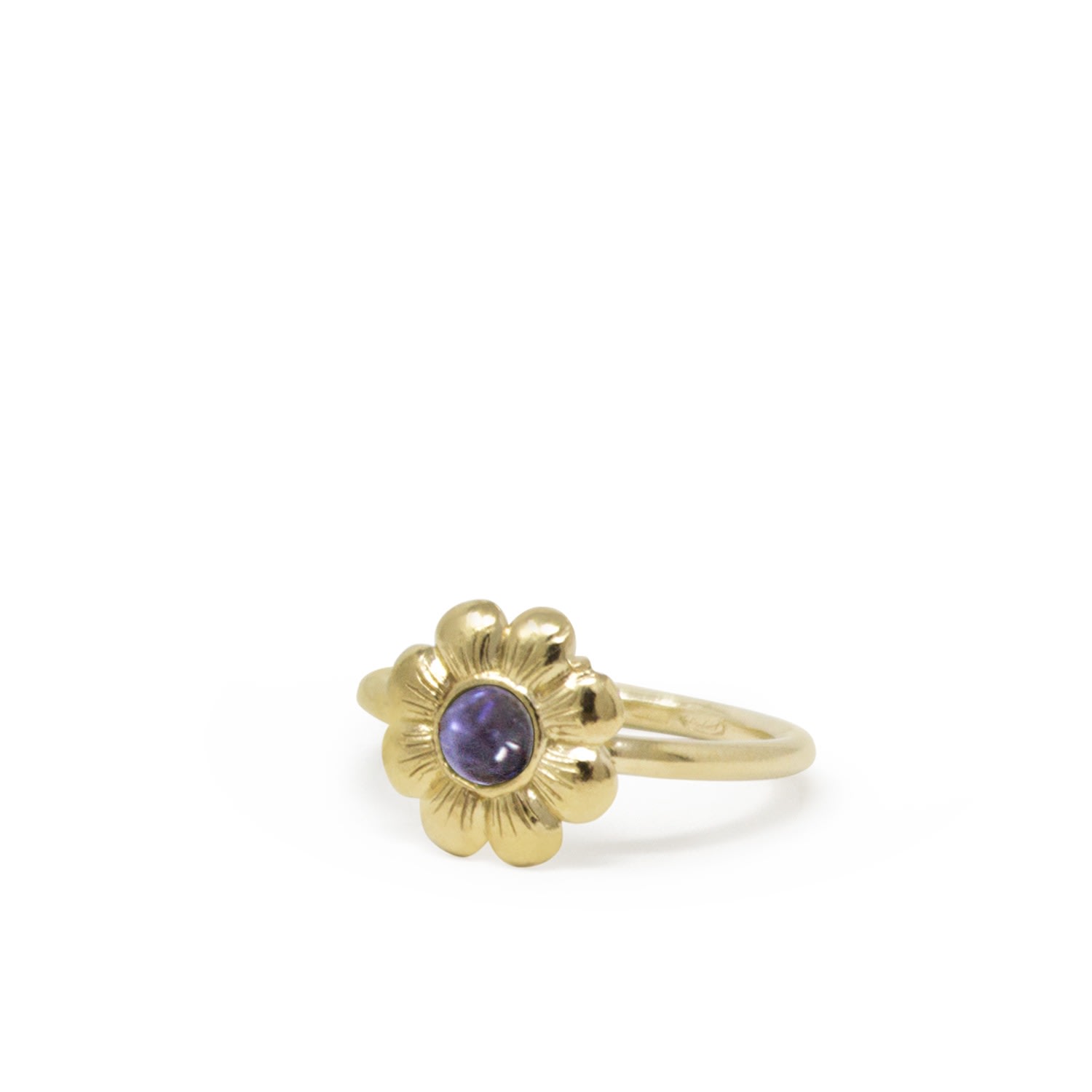 Women’s Blue Mini Flower Gold-Plated Iolite Ring Vintouch Italy