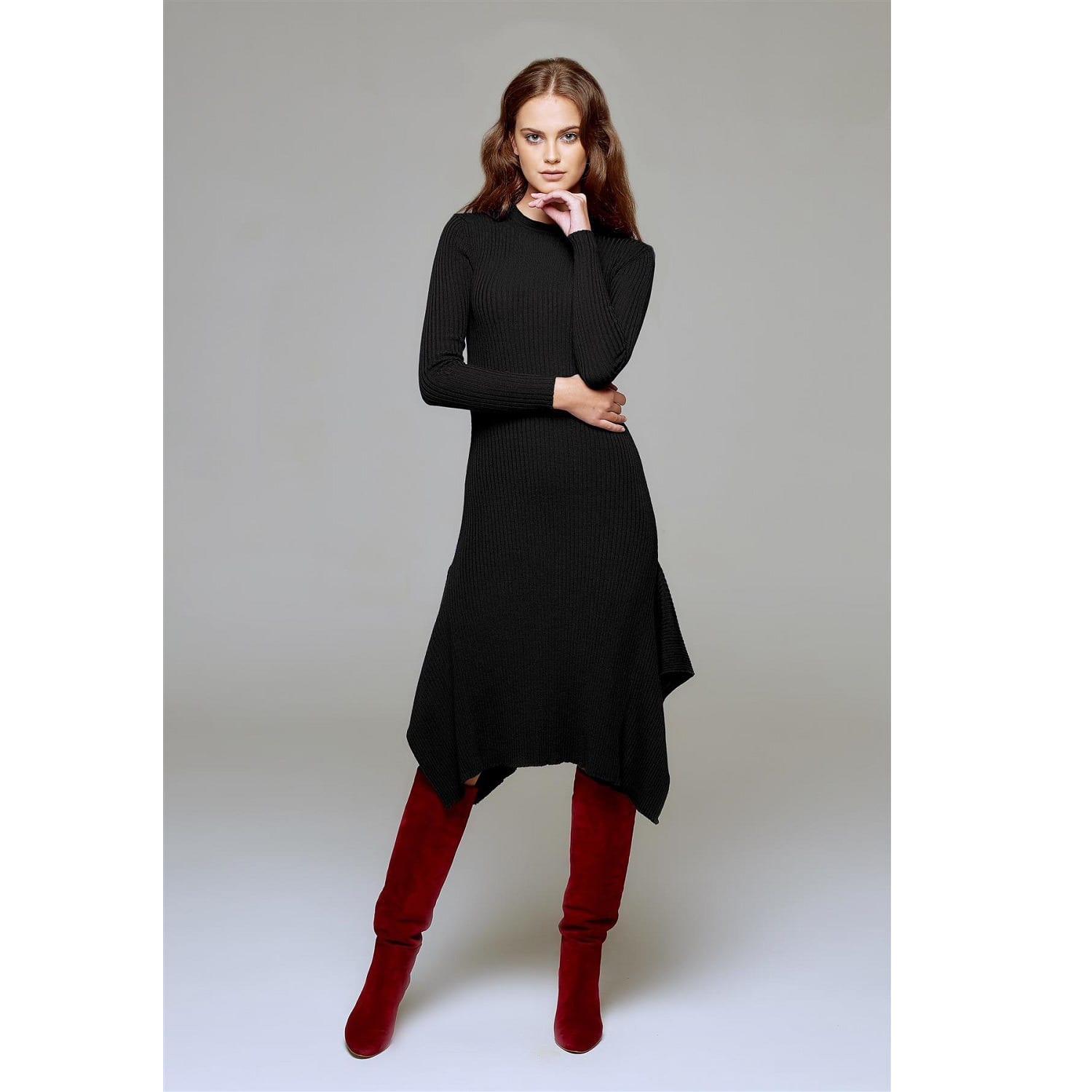 midi dress knee high boots