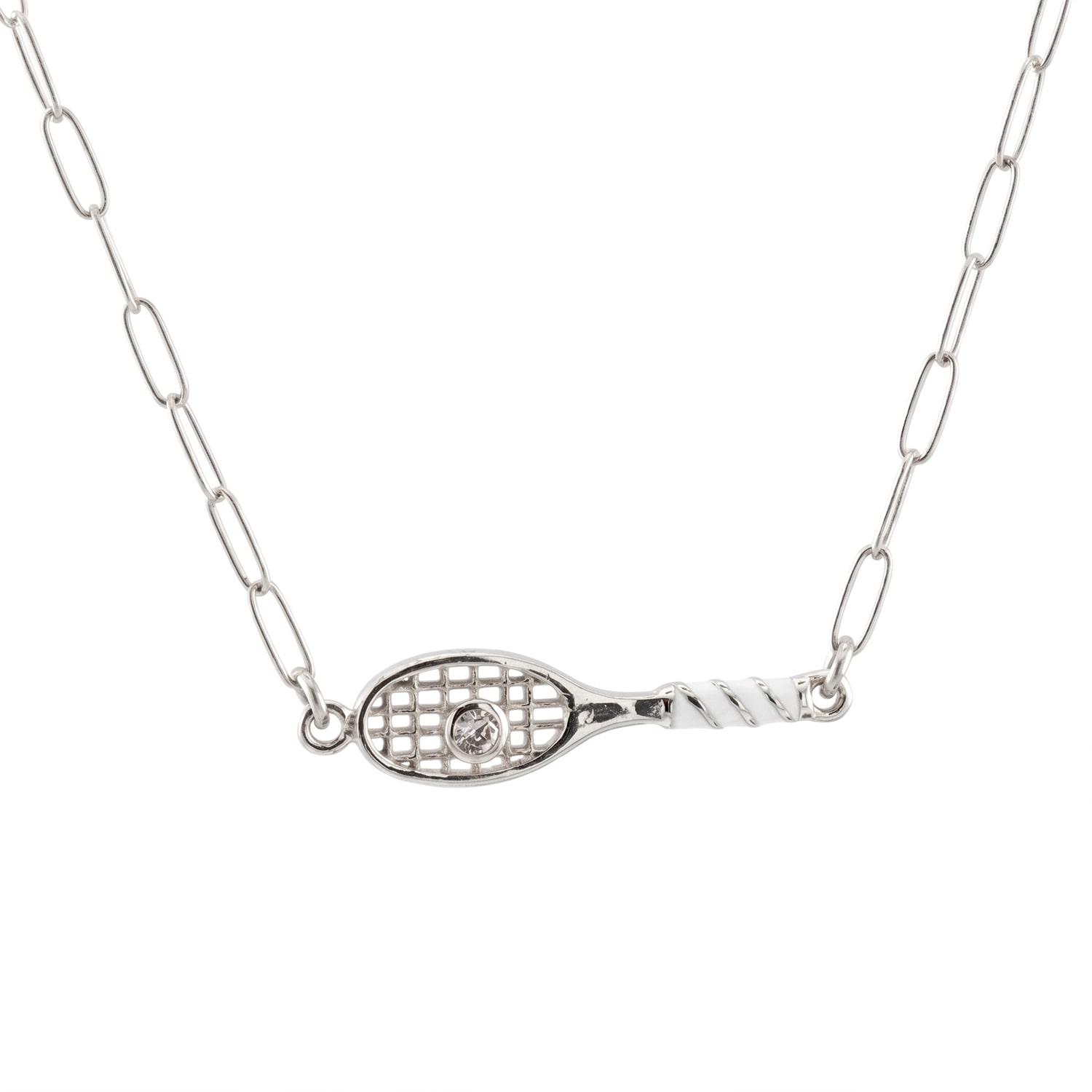 Kris Nations Women's Tennis Racket Necklace - Silver