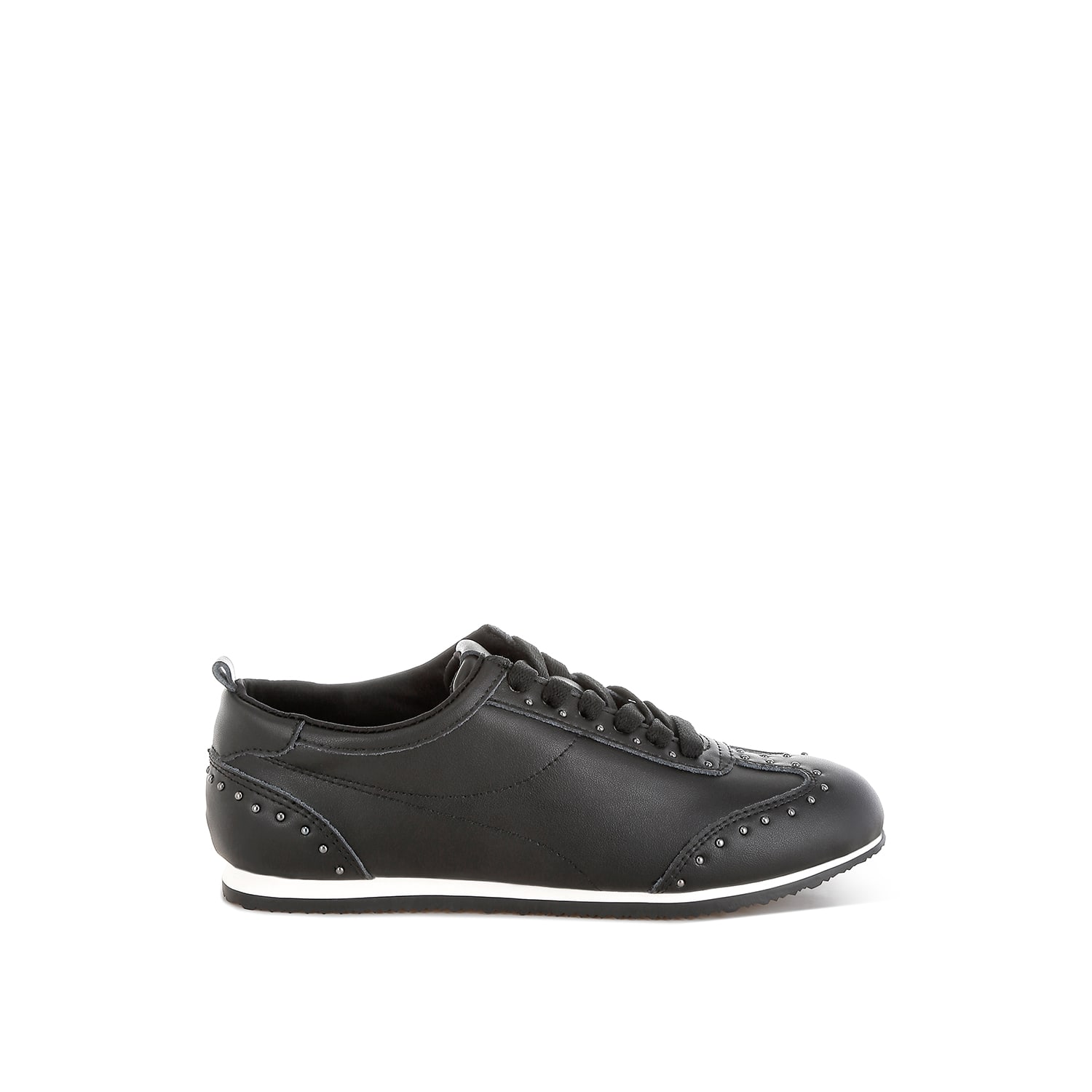 Rag & Co Women's Odaya Studded Real Soft Leather Sneakers In Black By