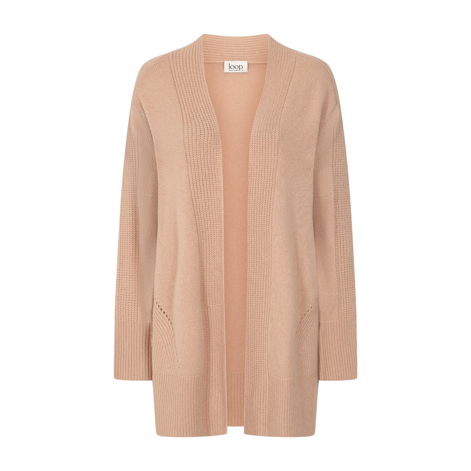 Loop Cashmere Women's Neutrals / Brown Ribbed Detail Edge To Edge Cardigan In Toffee In Brown