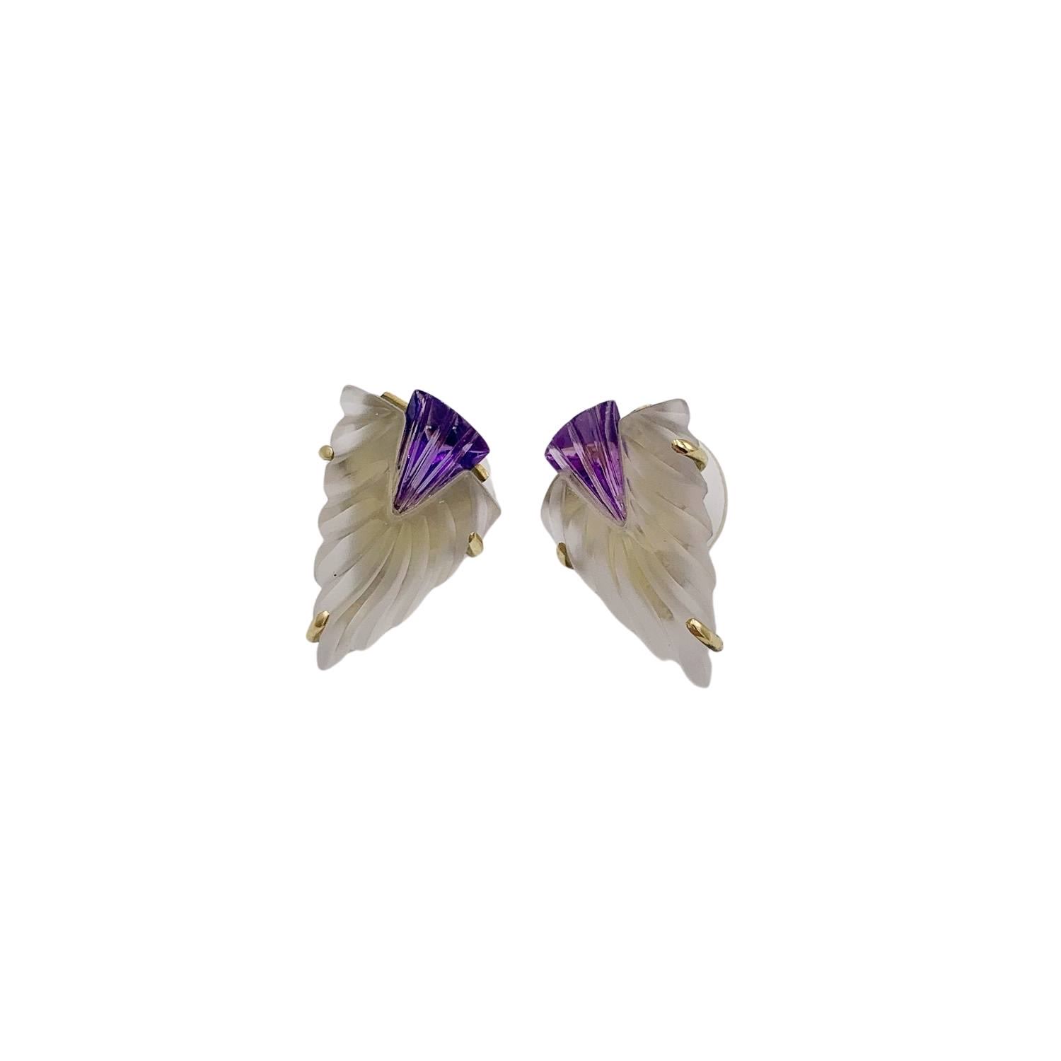 Arntz Women's White / Pink / Purple Amethyst And Rock Crystal Earrings