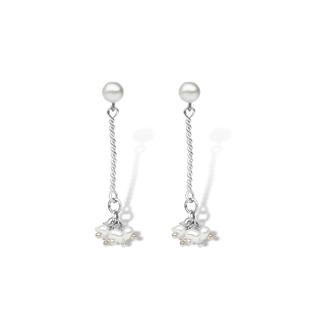 Women’s Silver Perle Seed Pearl Bunch Earrings Fv Jewellery