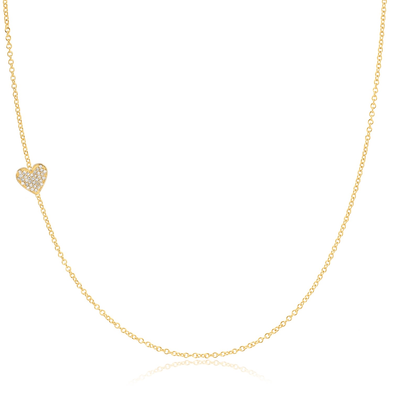 Maya Brenner Women's 14k Gold Asymmetrical Charm Necklace - Yellow Gold - Pavé Heart In Gold