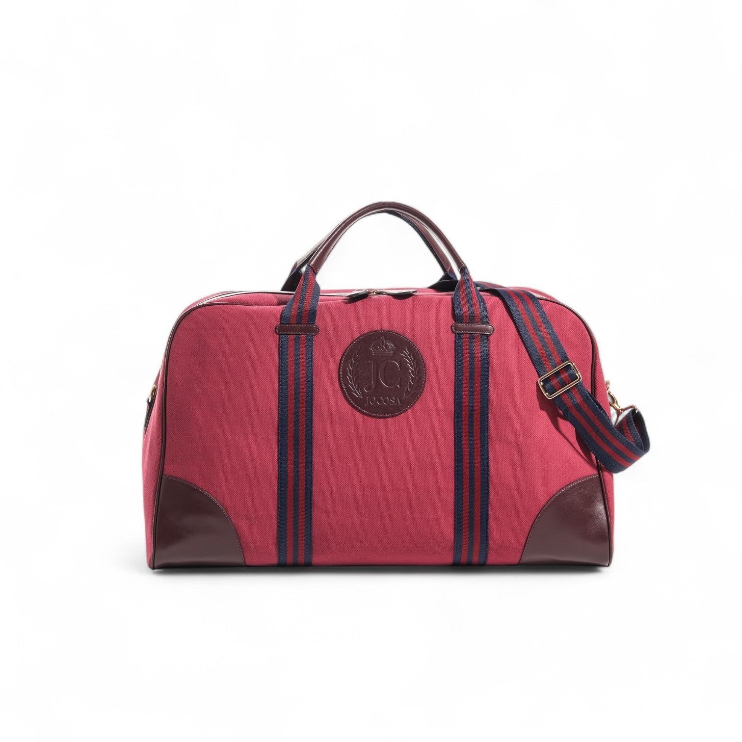 Jocosa Red Weekend Bag - Bordeaux & Bordeaux With Bordeaux - Navy Strap