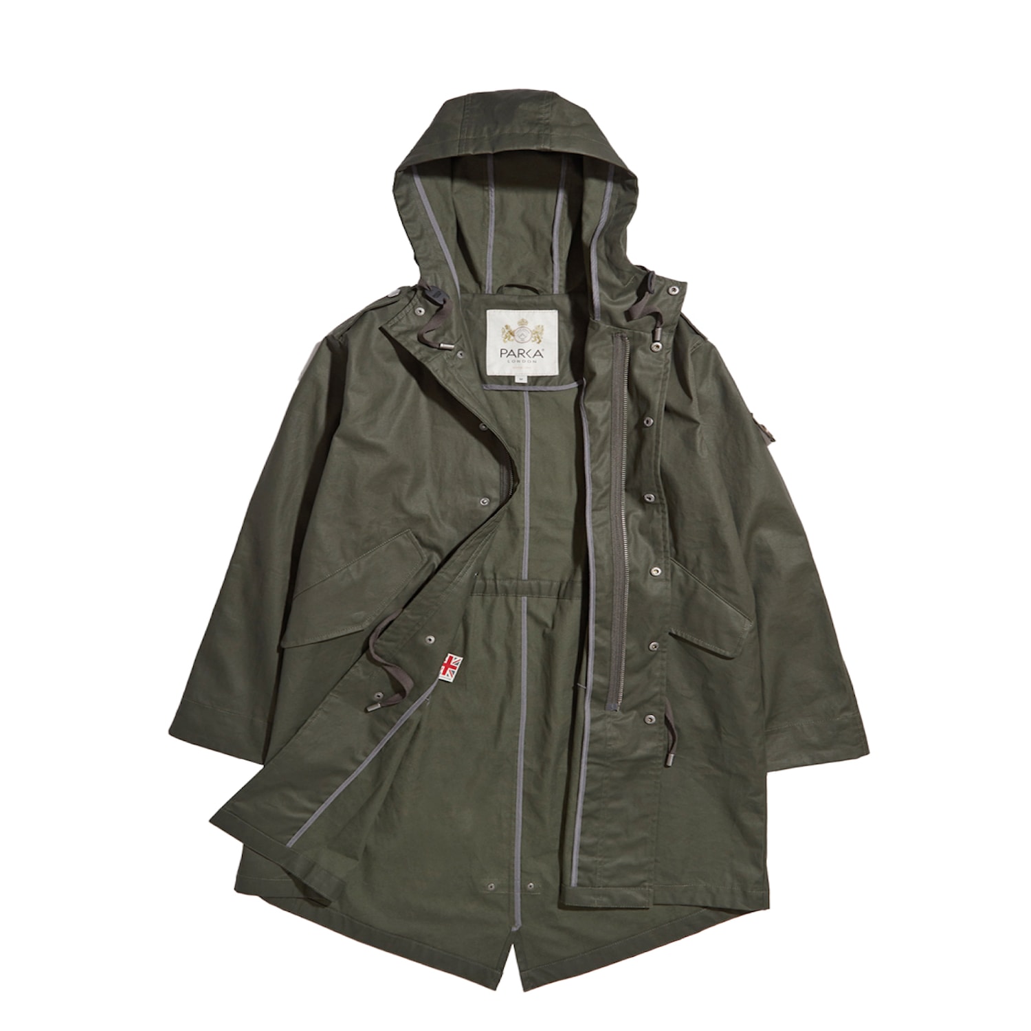 Women’s Watson Waxed Cotton Parka - Green Medium Parka London