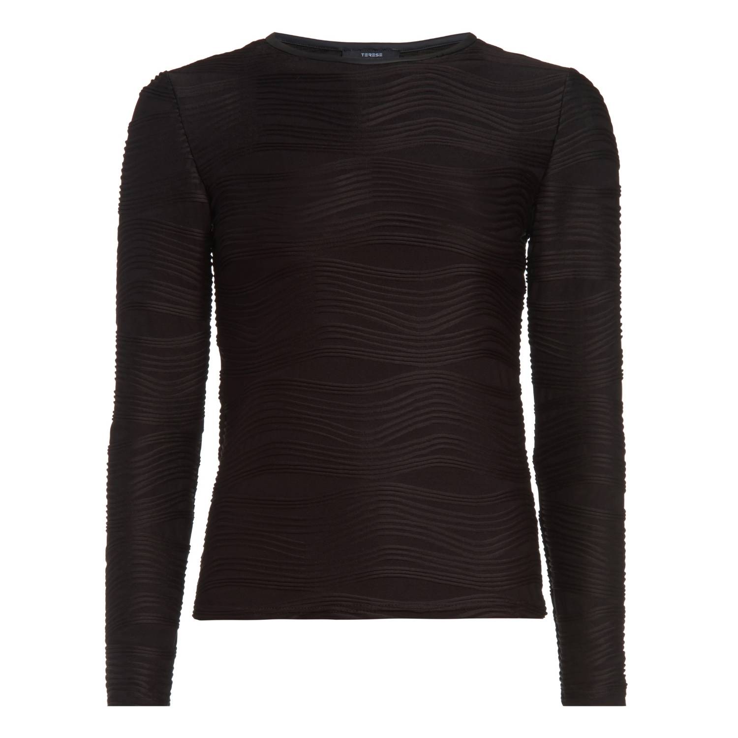 Terese Sydonna Women's Black Long Sleeve Textured Knit Top In Black
