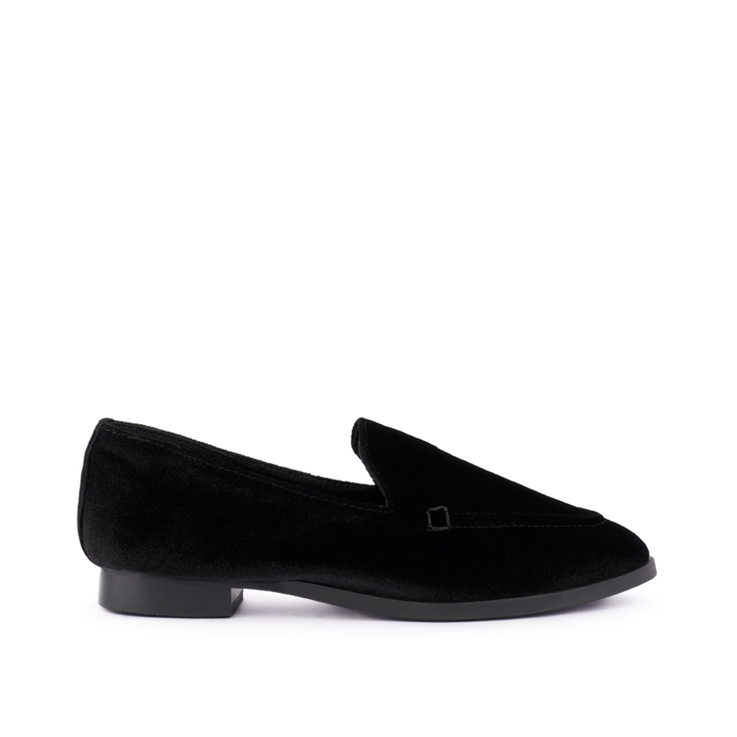 Rag & Co Luxe-lap Black Velvet Handcrafted Loafers In Black