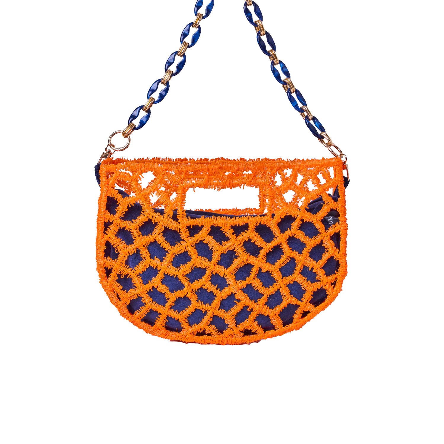 Women’s Blue / Yellow / Orange Moon Bead Bag - Orange & Navy Masum Karimi