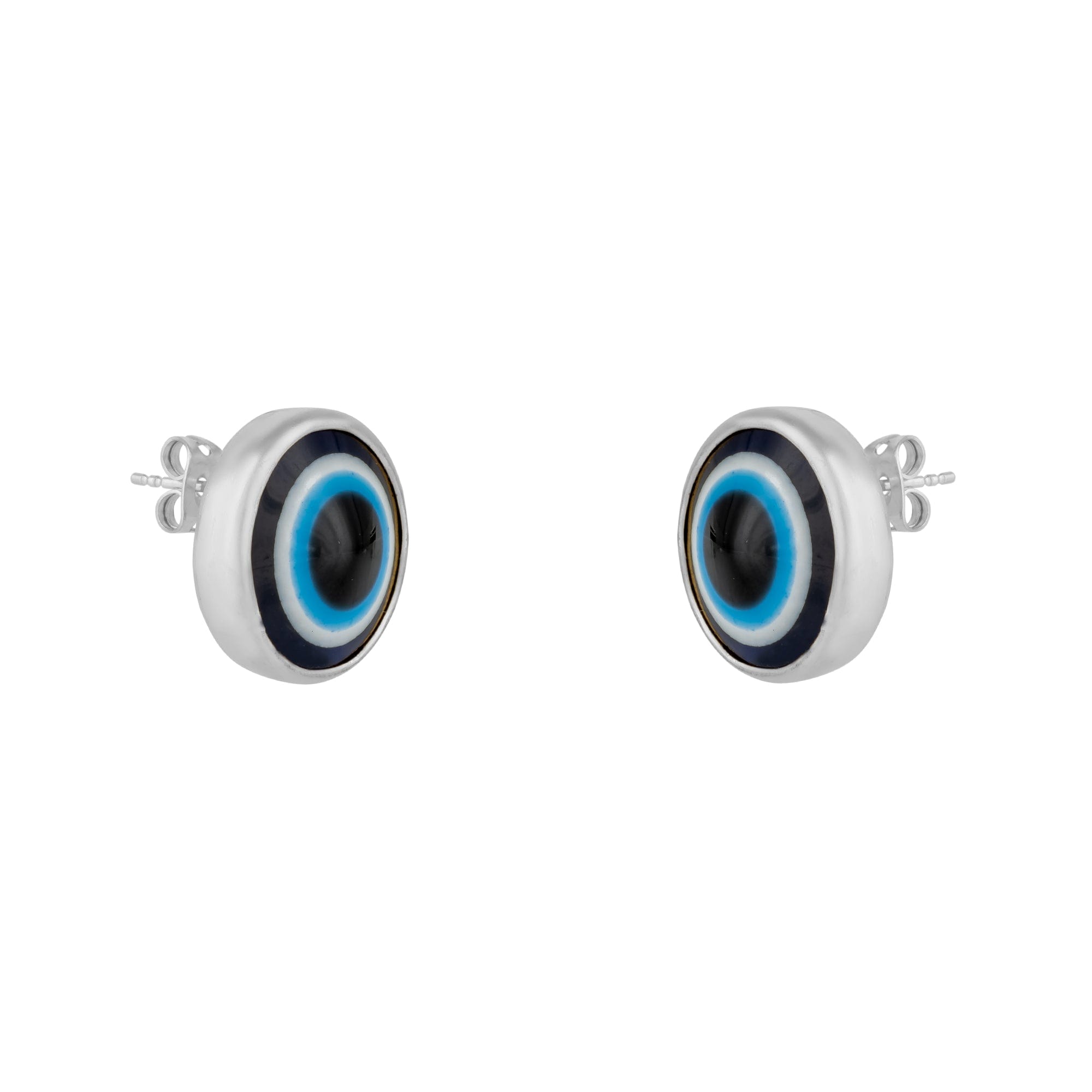 Women&rsquo;s Blue / Silver Evil Eye Stud Earring In Silver | Mejoma