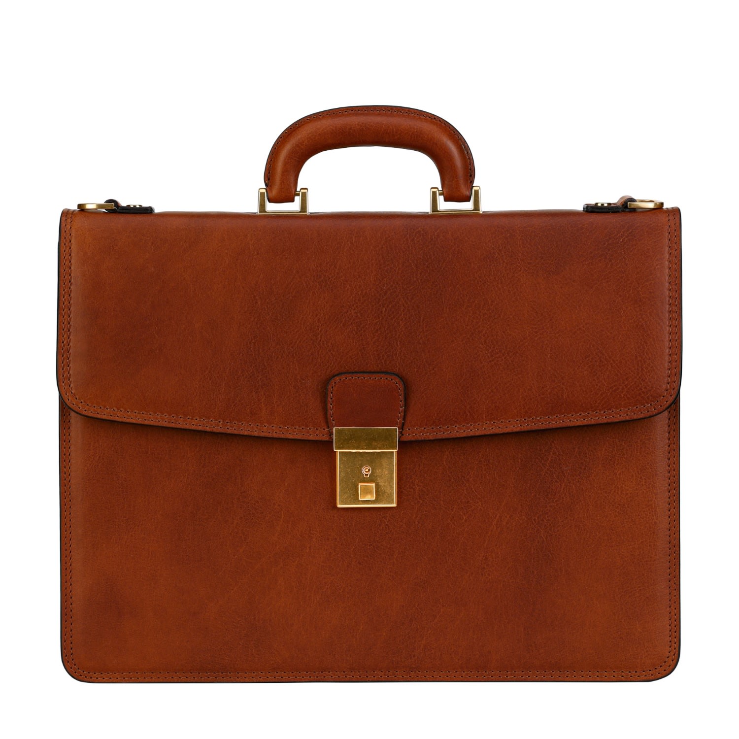 Time Resistance Brown Womens Leather Briefcase In Cognac - The Sound Of The Mountain In Brown